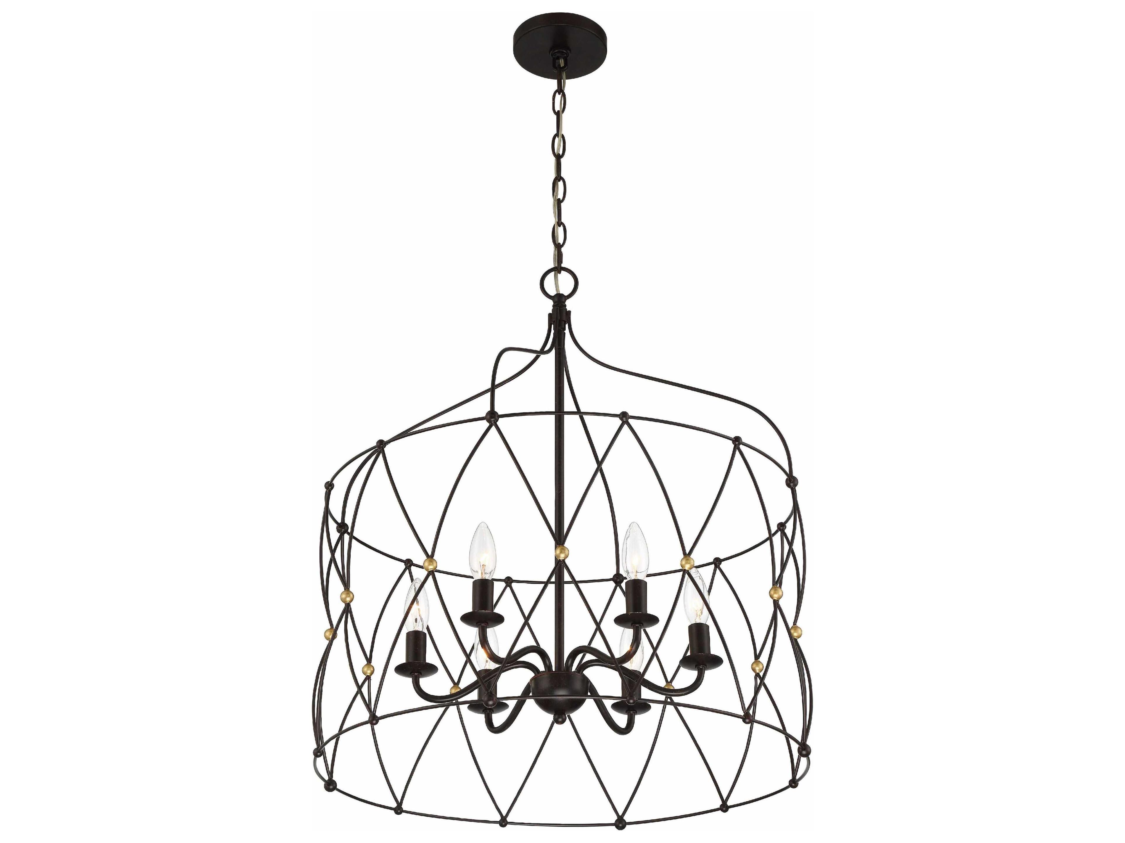 Crystorama Zucca 6-Light English Bronze Antique Gold Candelabra Chandelier