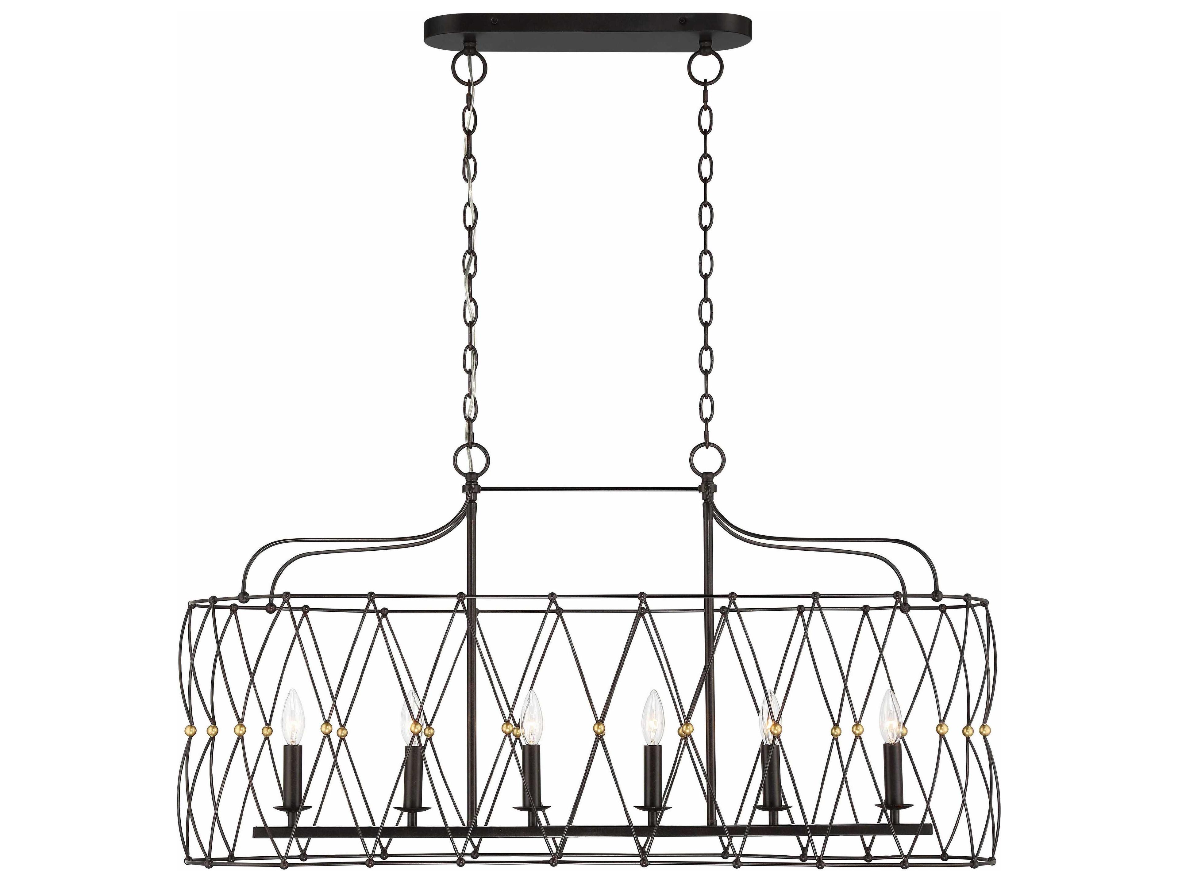 Crystorama Zucca 6-Light English Bronze Antique Gold Island Pendant