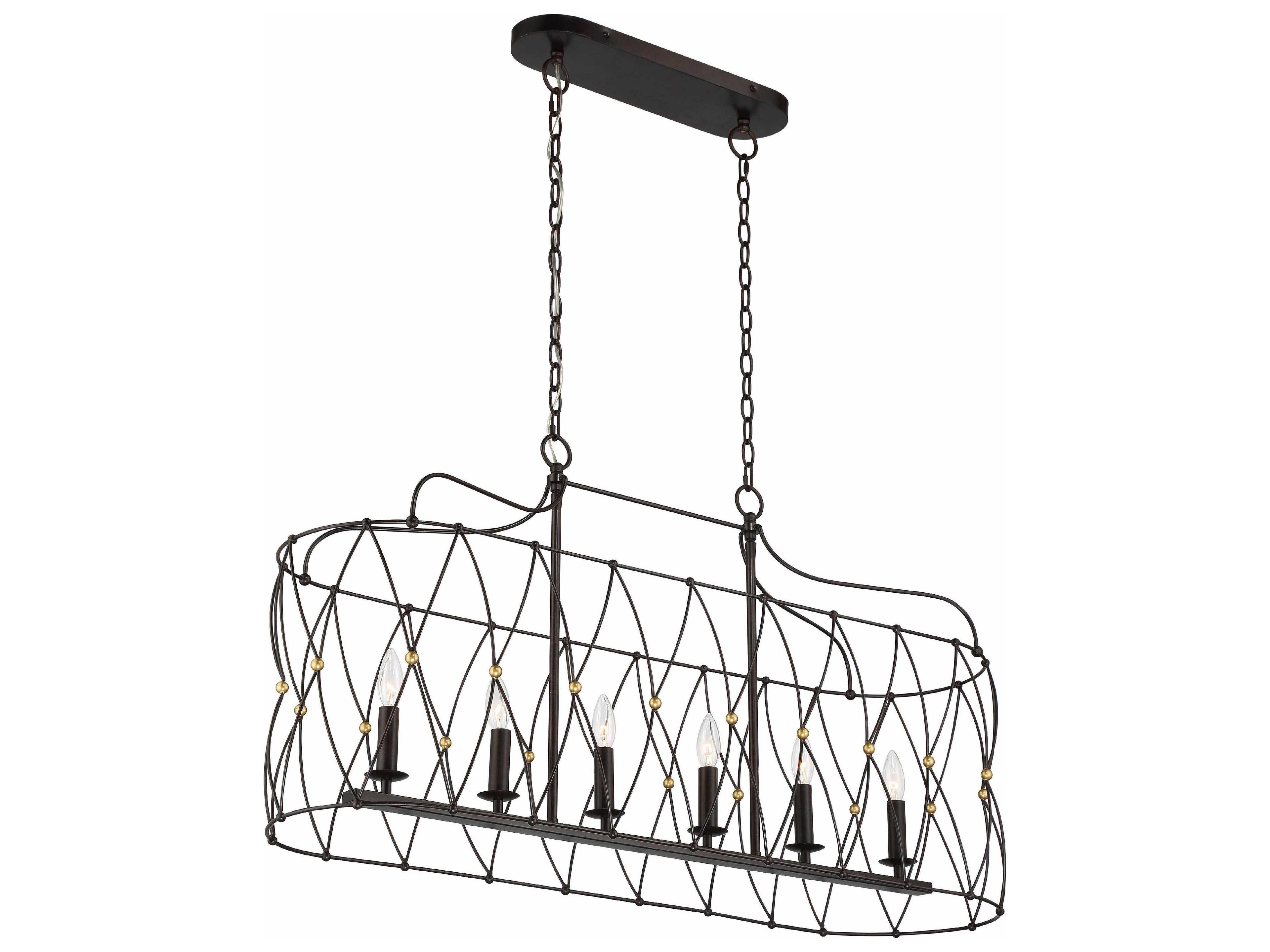 Crystorama Zucca 6-Light English Bronze Antique Gold Island Pendant