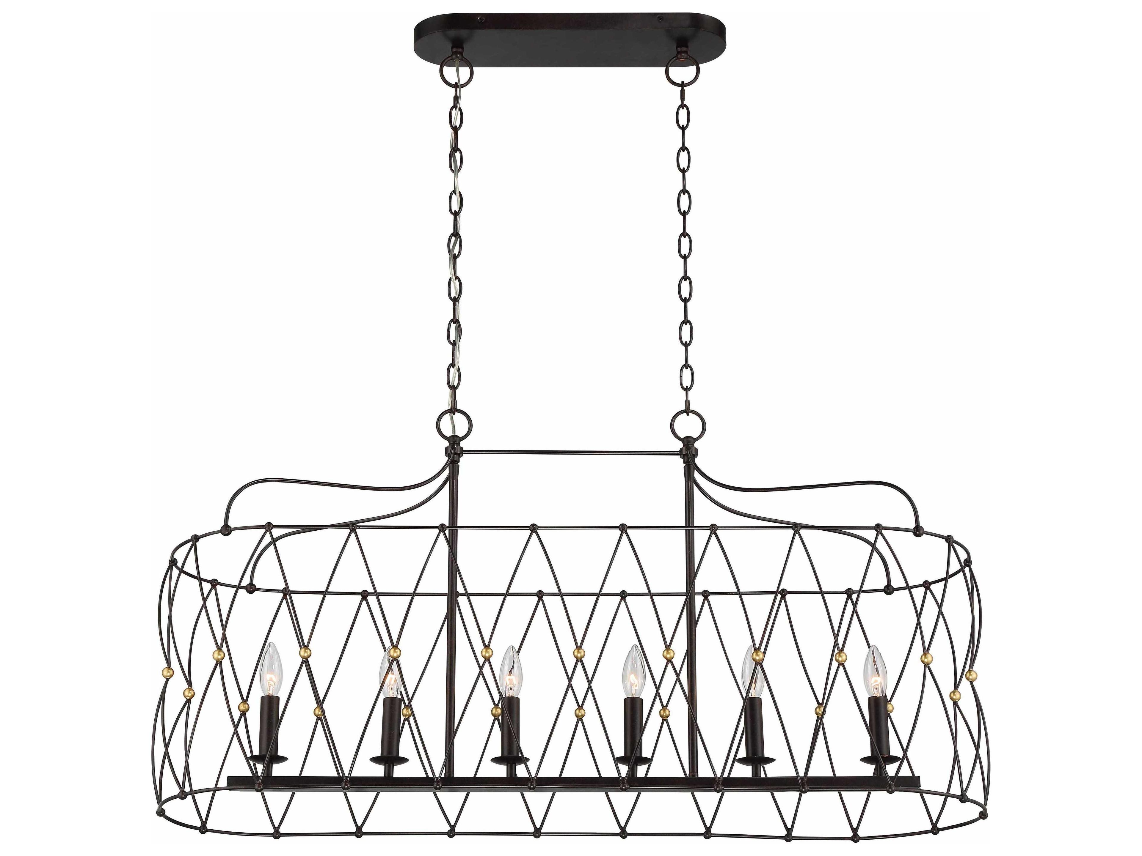 Crystorama Zucca 6-Light English Bronze Antique Gold Island Pendant