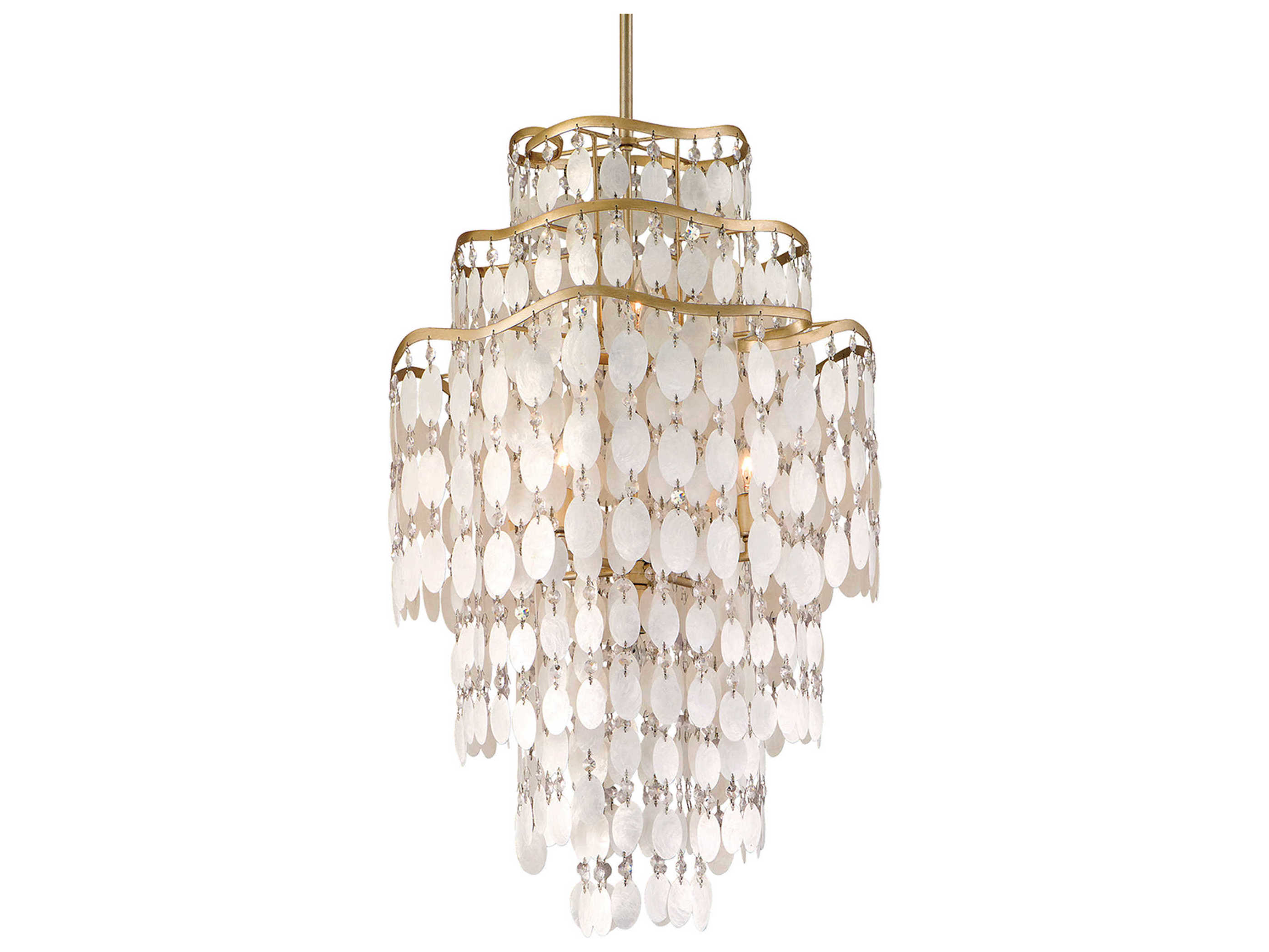 Corbett Lighting Dolce 7-Light Champagne Leaf Gold Crystal Tiered Pendant