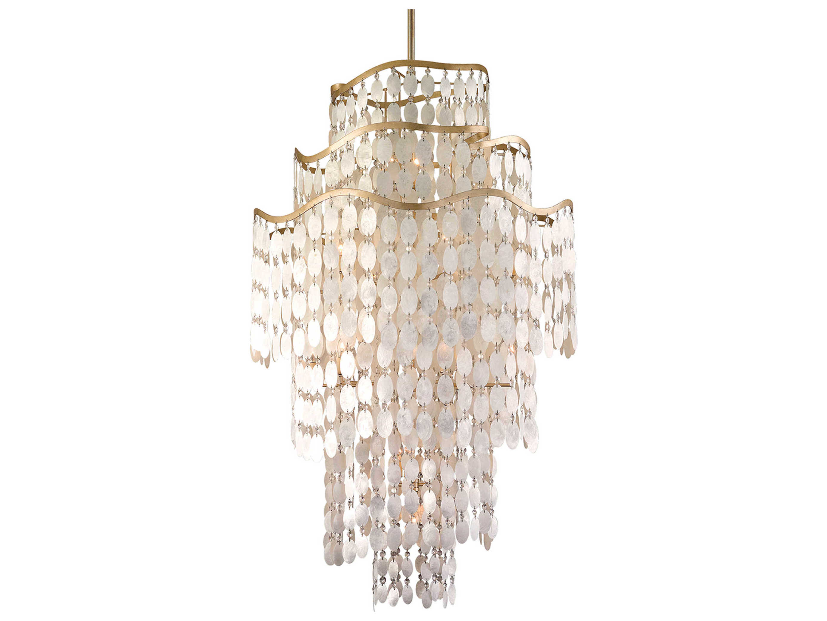 Corbett Lighting Dolce 19-Light9-Light Champagne Leaf Gold Crystal Tiered Pendant