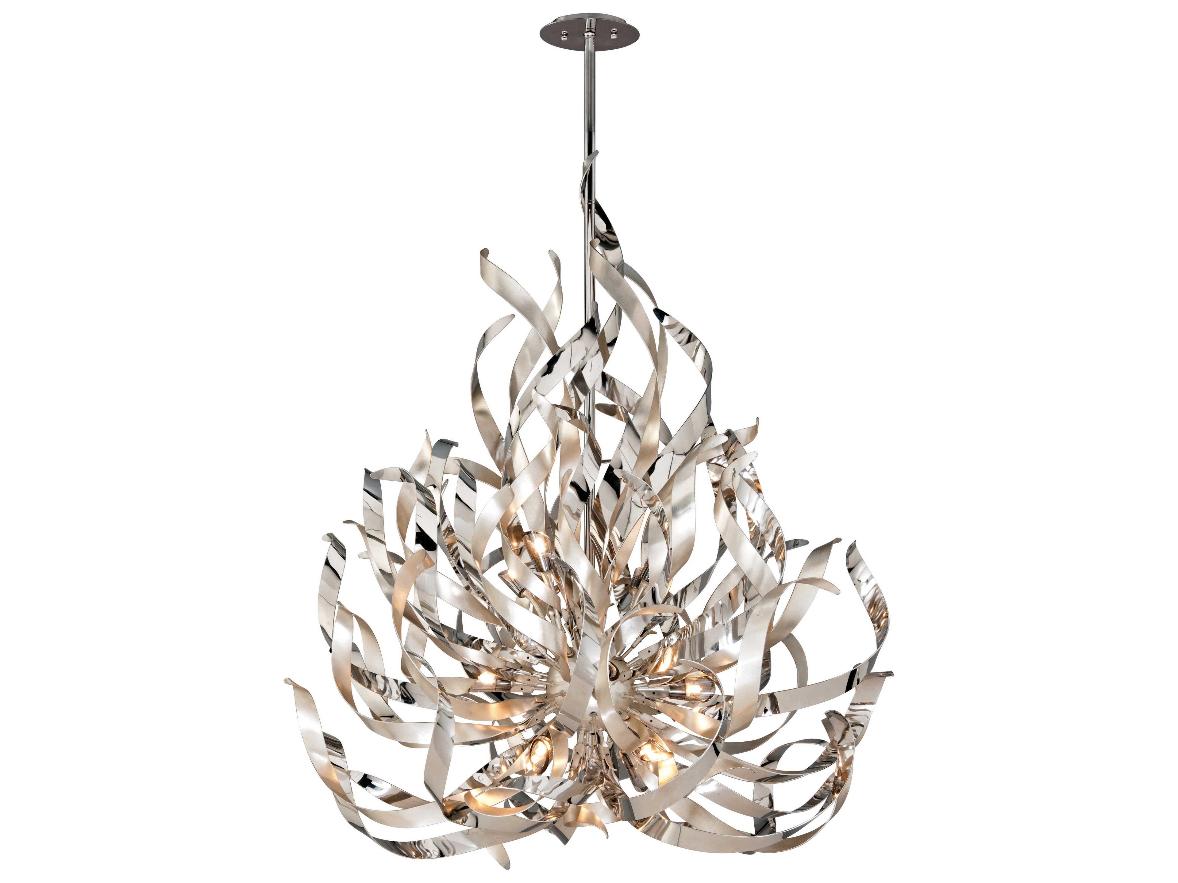 Corbett Lighting Graffiti 12-Light Silver Leaf Polished Stainless Crystal Sputnik Pendant