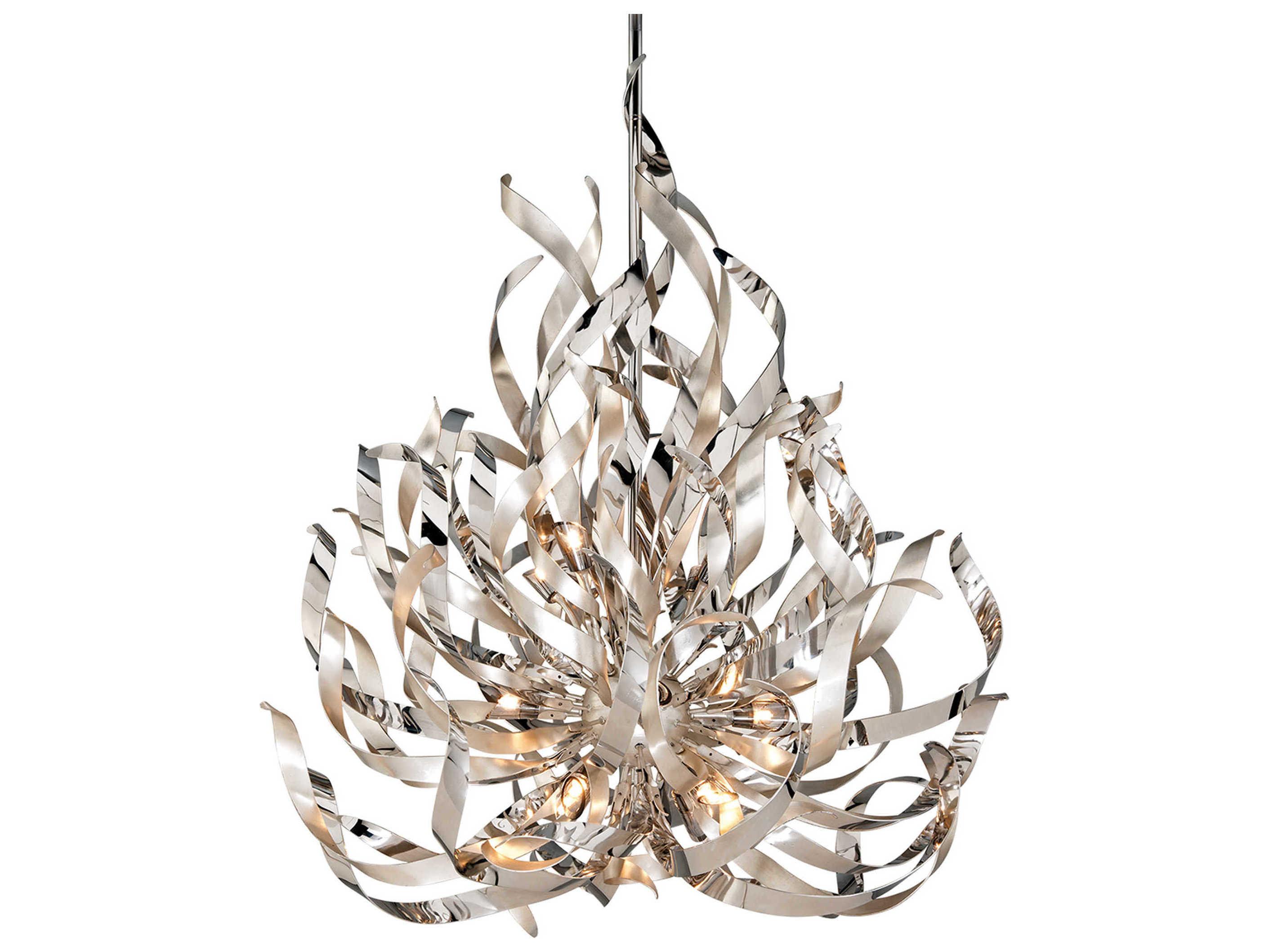 Corbett Lighting Graffiti 12-Light Silver Leaf Polished Stainless Crystal Sputnik Pendant