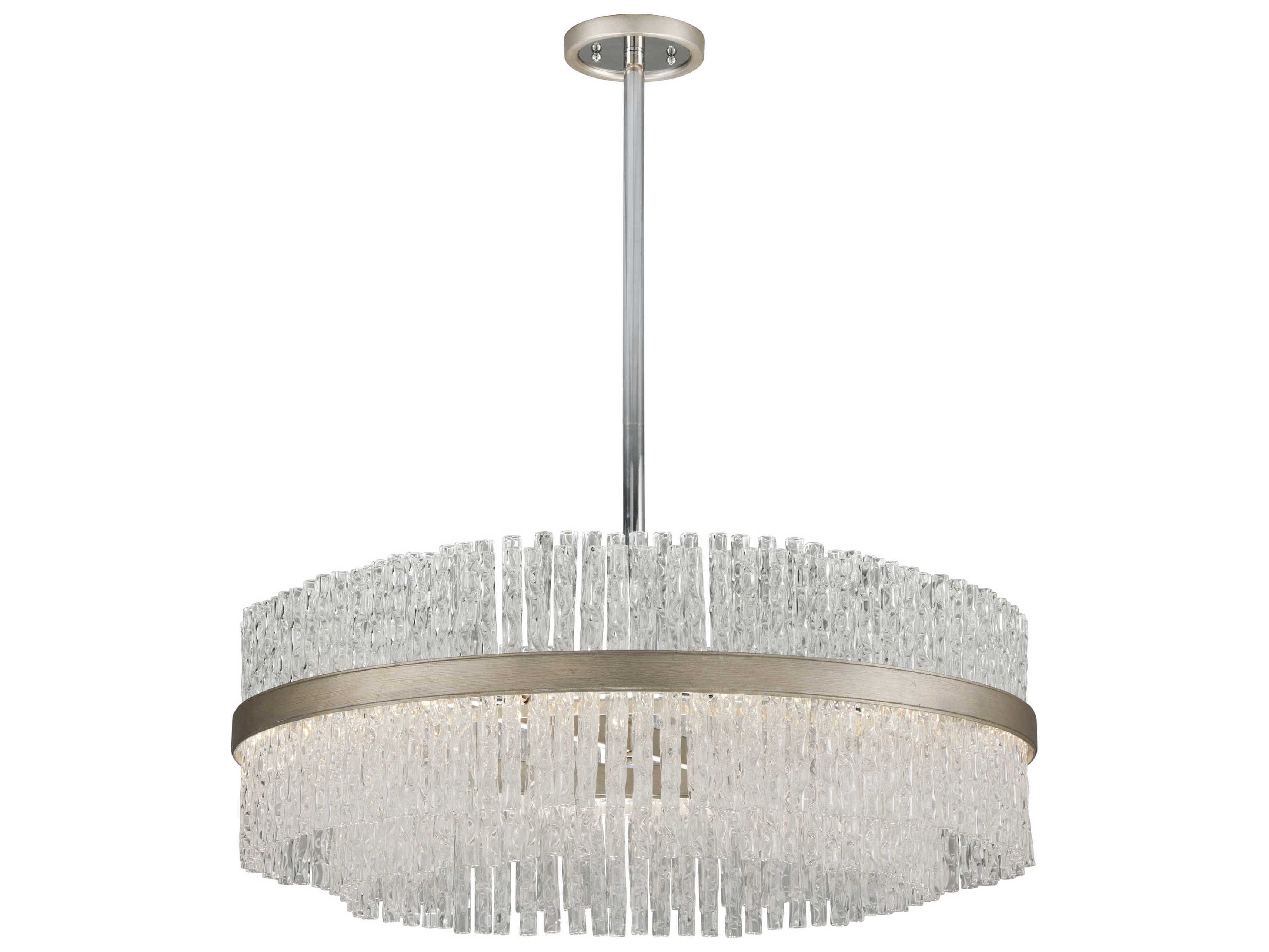 Corbett Lighting Chime 12-Light Silver Leaf Polished Stainless Glass Round Pendant