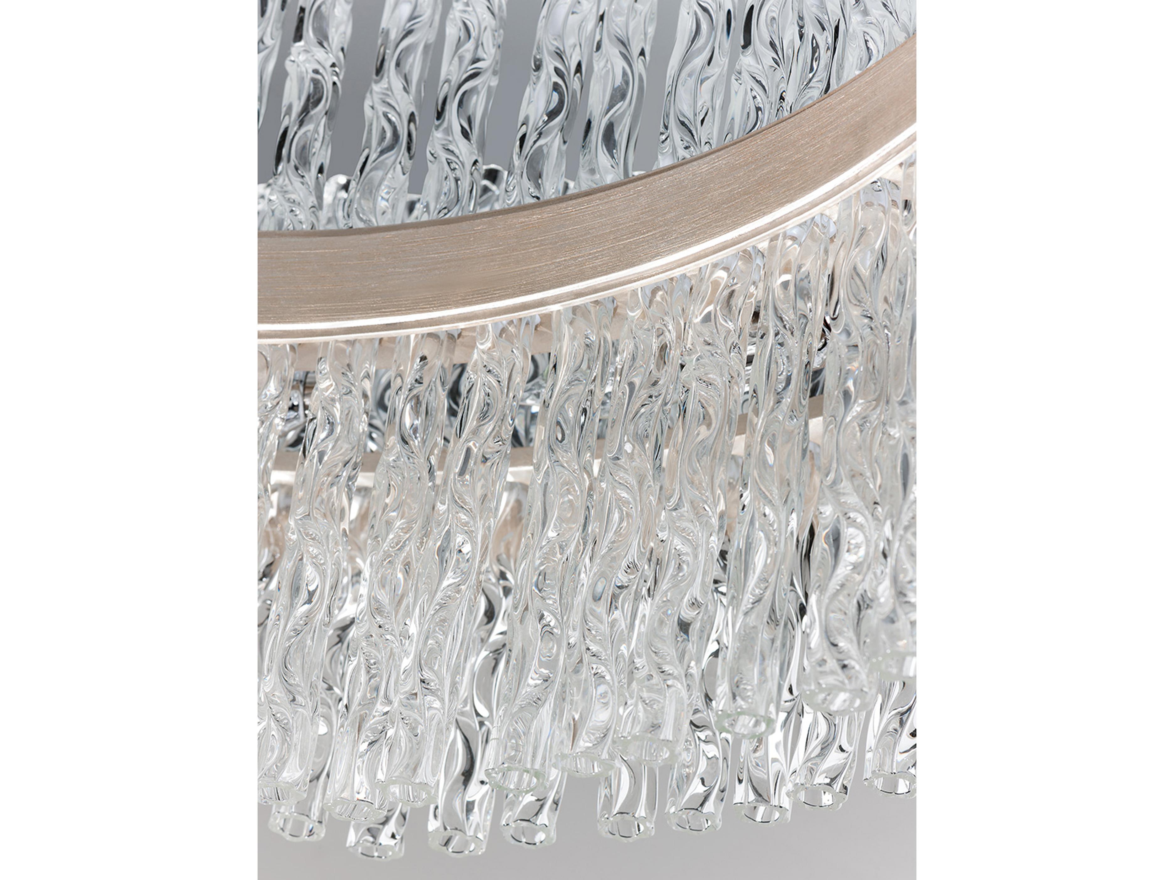 Corbett Lighting Chime 12-Light Silver Leaf Polished Stainless Glass Round Pendant