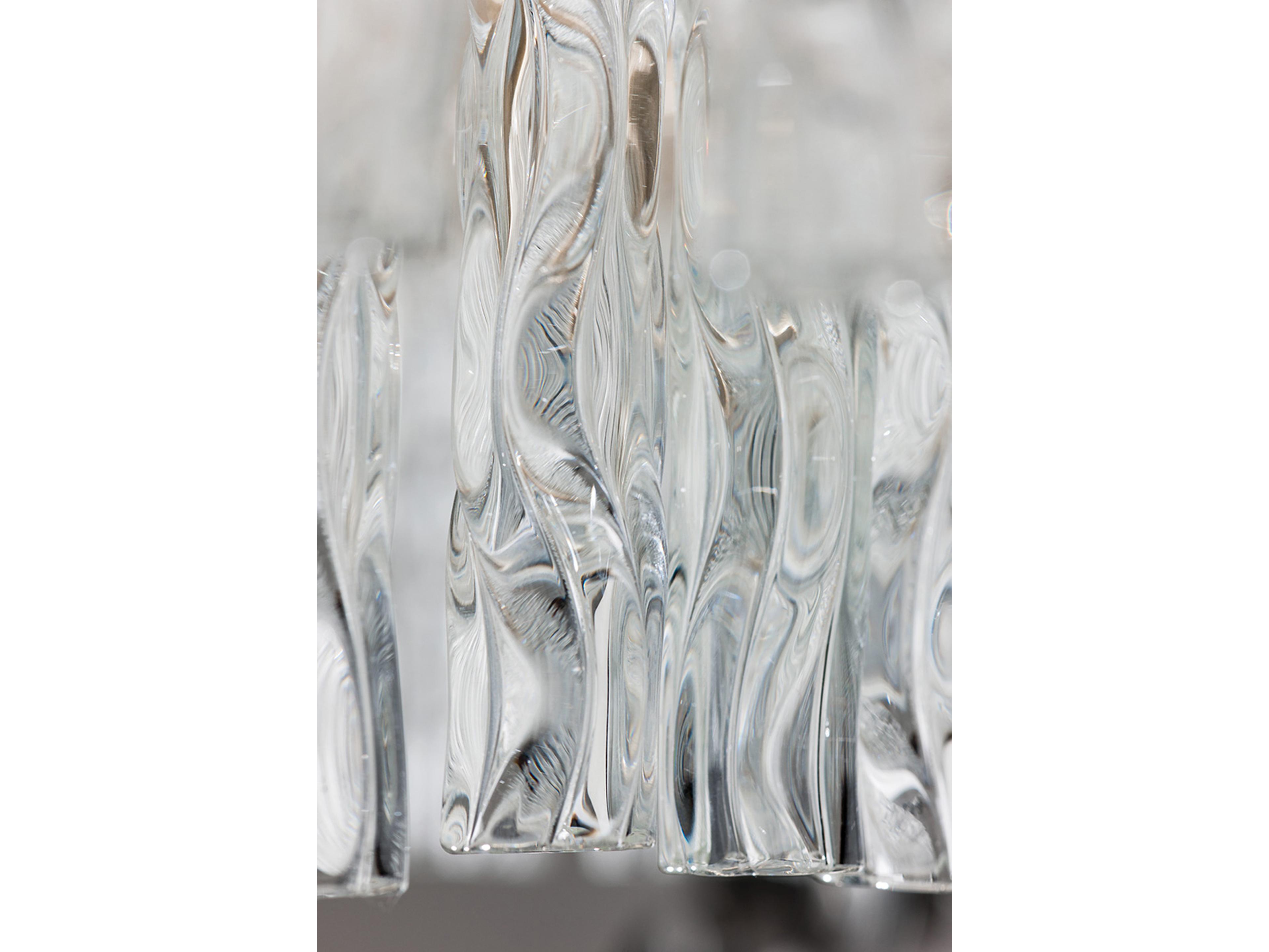 Corbett Lighting Chime 12-Light Silver Leaf Polished Stainless Glass Round Pendant