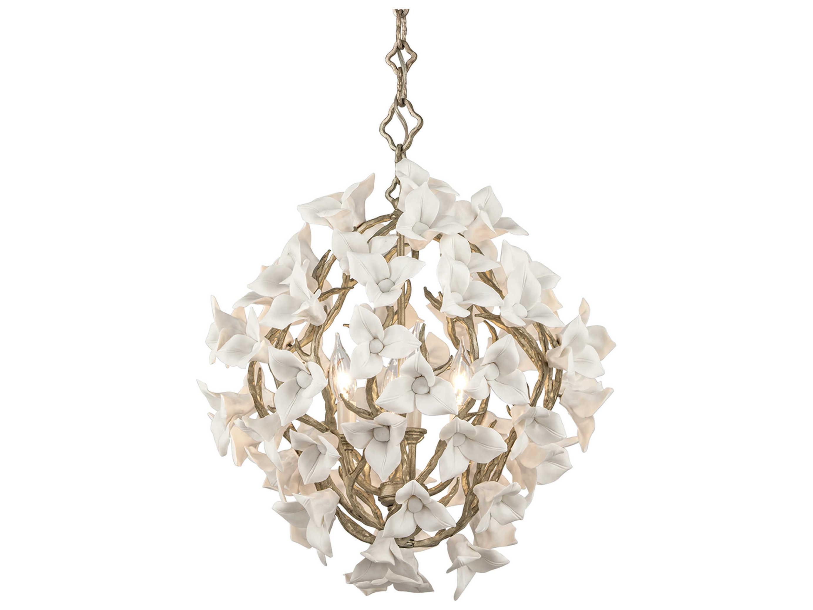 Corbett Lighting Lily 4-Light Enchanted Silver Leaf Round Pendant