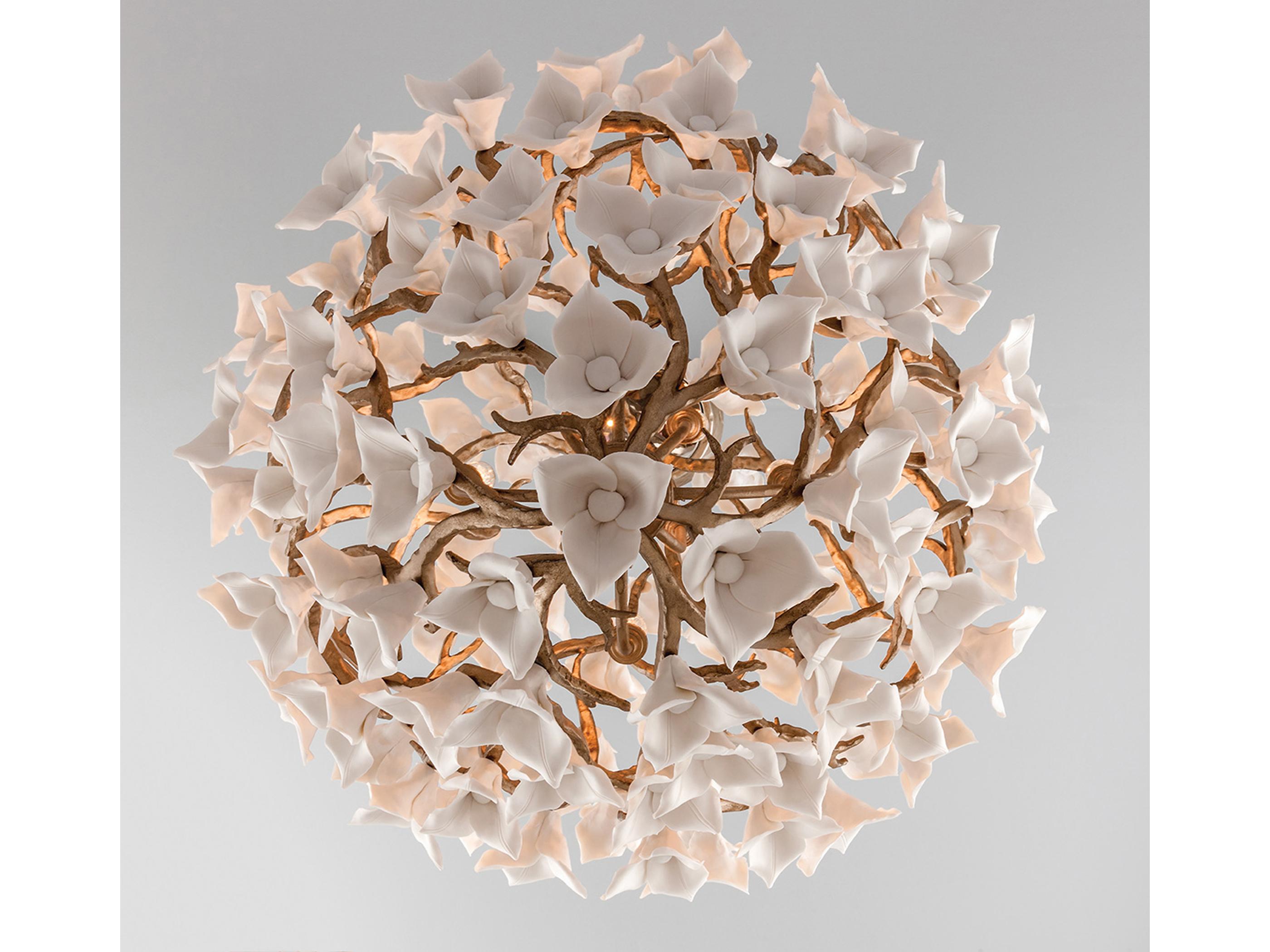 Corbett Lighting Lily 4-Light Enchanted Silver Leaf Round Pendant