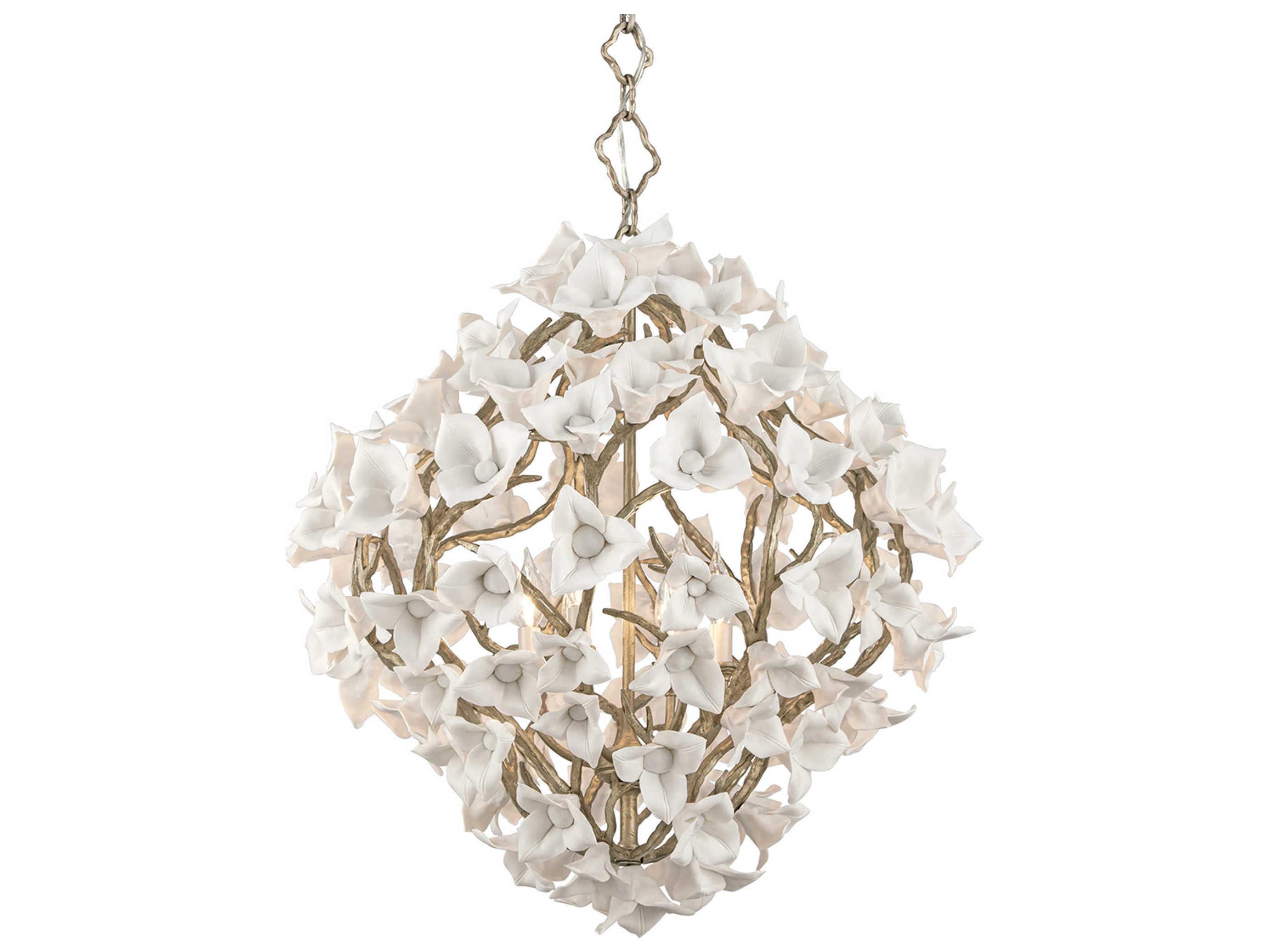 Corbett Lighting Lily 6-Light Enchanted Silver Leaf Pendant