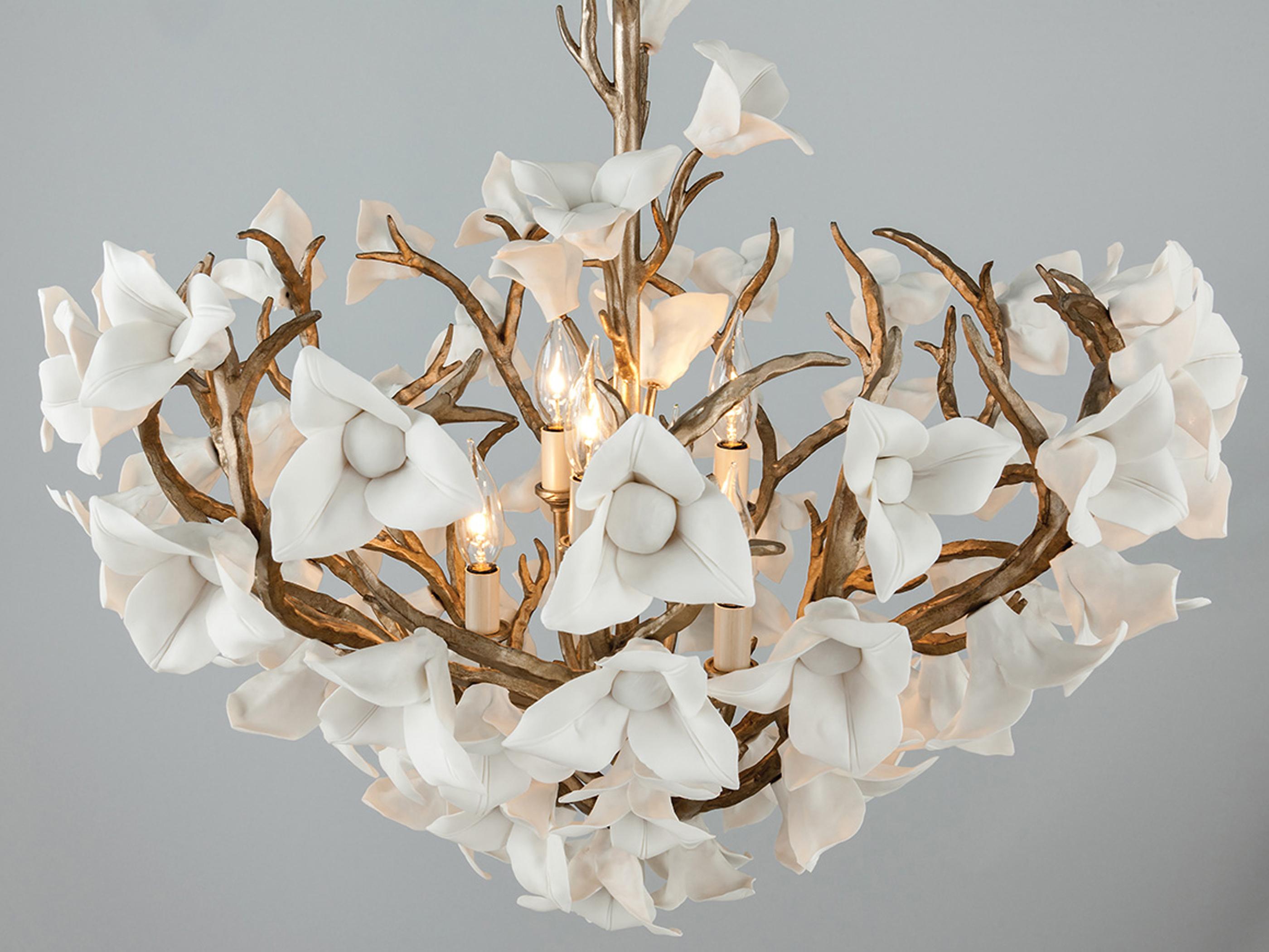 Corbett Lighting Lily 6-Light Enchanted Silver Leaf Pendant