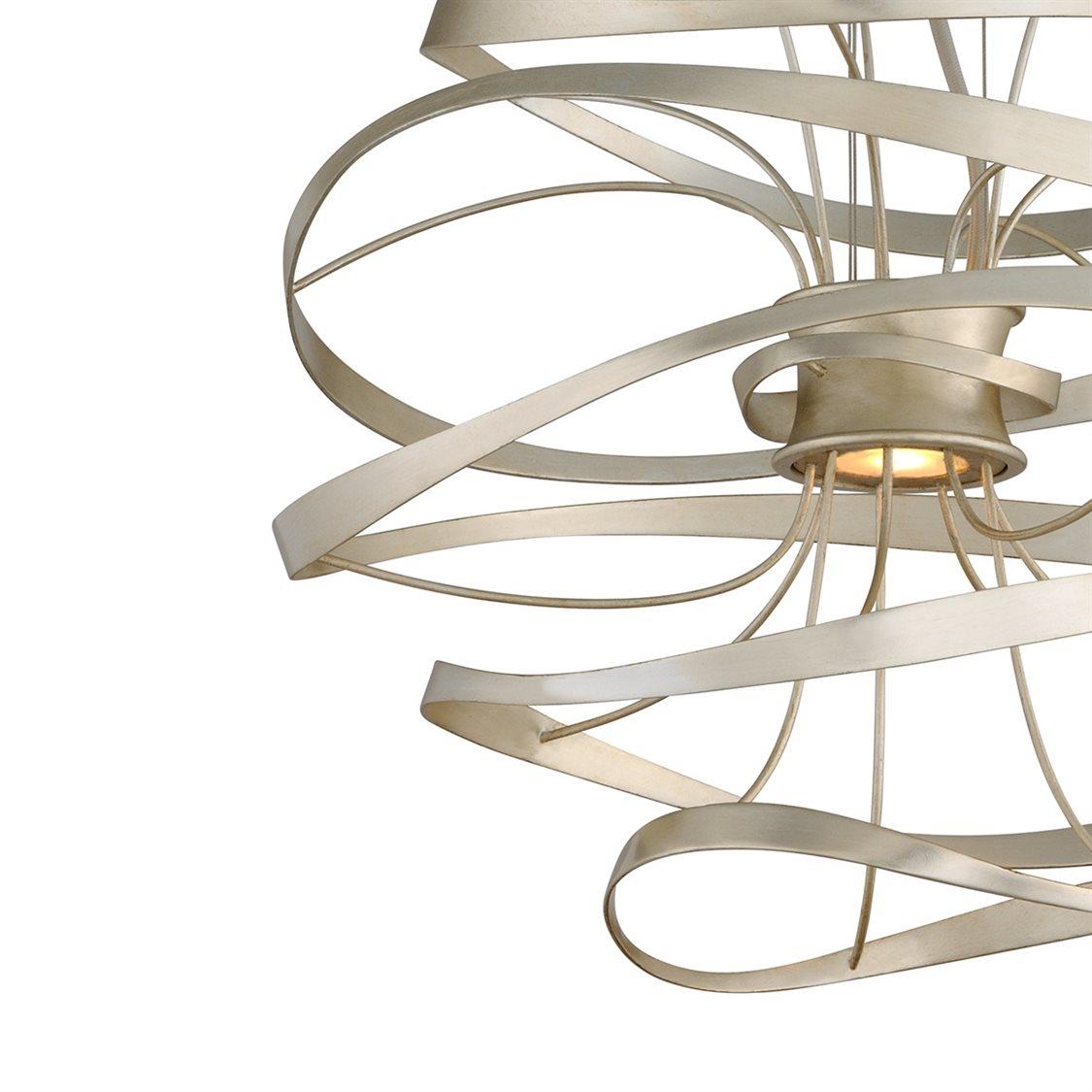 Corbett Lighting Calligraphy 2-Light Silver Leaf Polished Stainless Steel LED Geometric Pendant