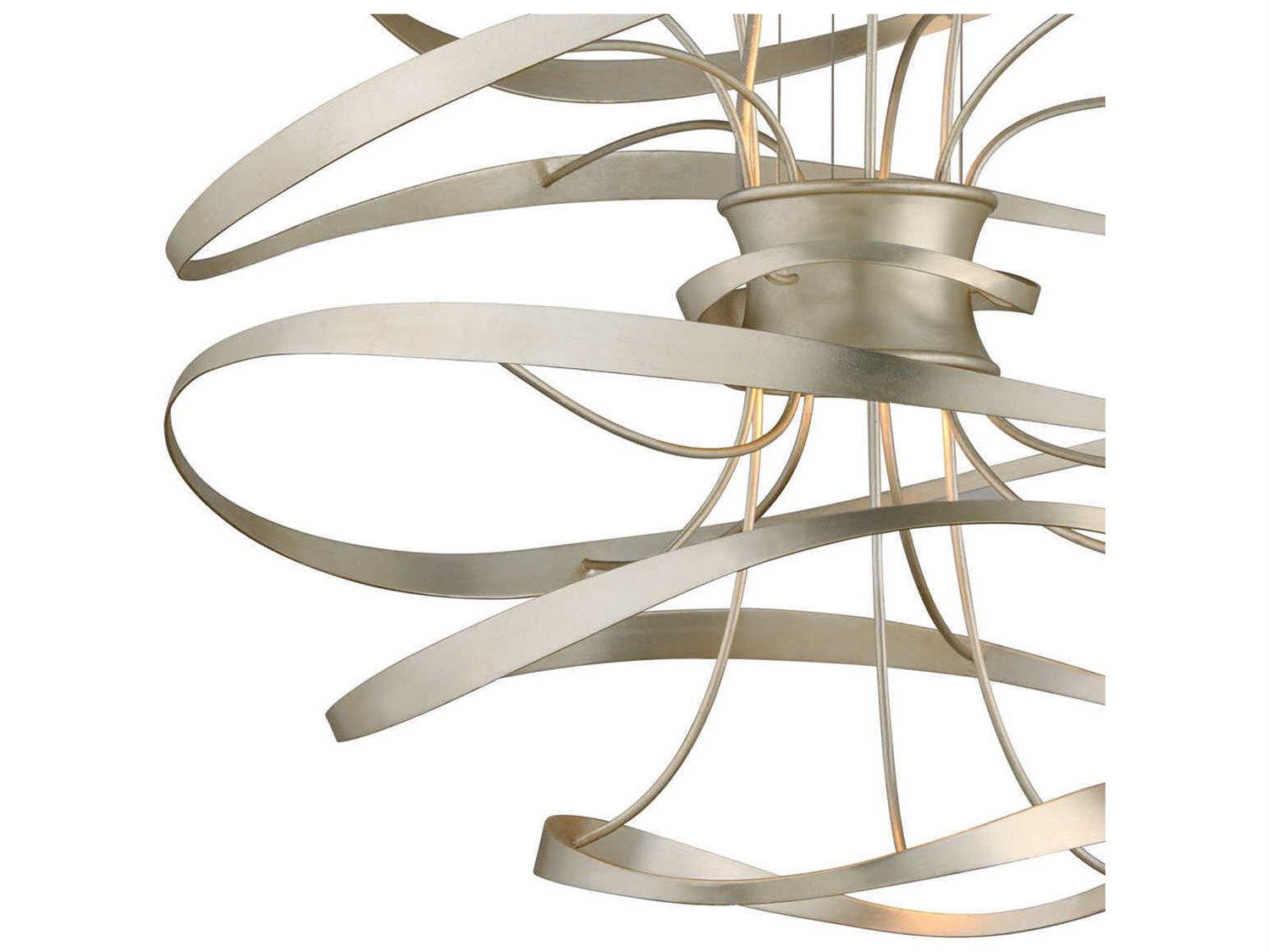 Corbett Lighting Calligraphy 2-Light Silver Leaf Polished Stainless Steel LED Geometric Pendant