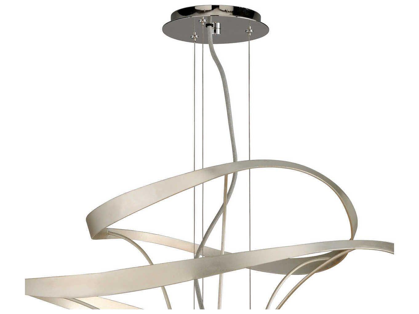 Corbett Lighting Calligraphy 2-Light Silver Leaf Polished Stainless Steel LED Geometric Pendant