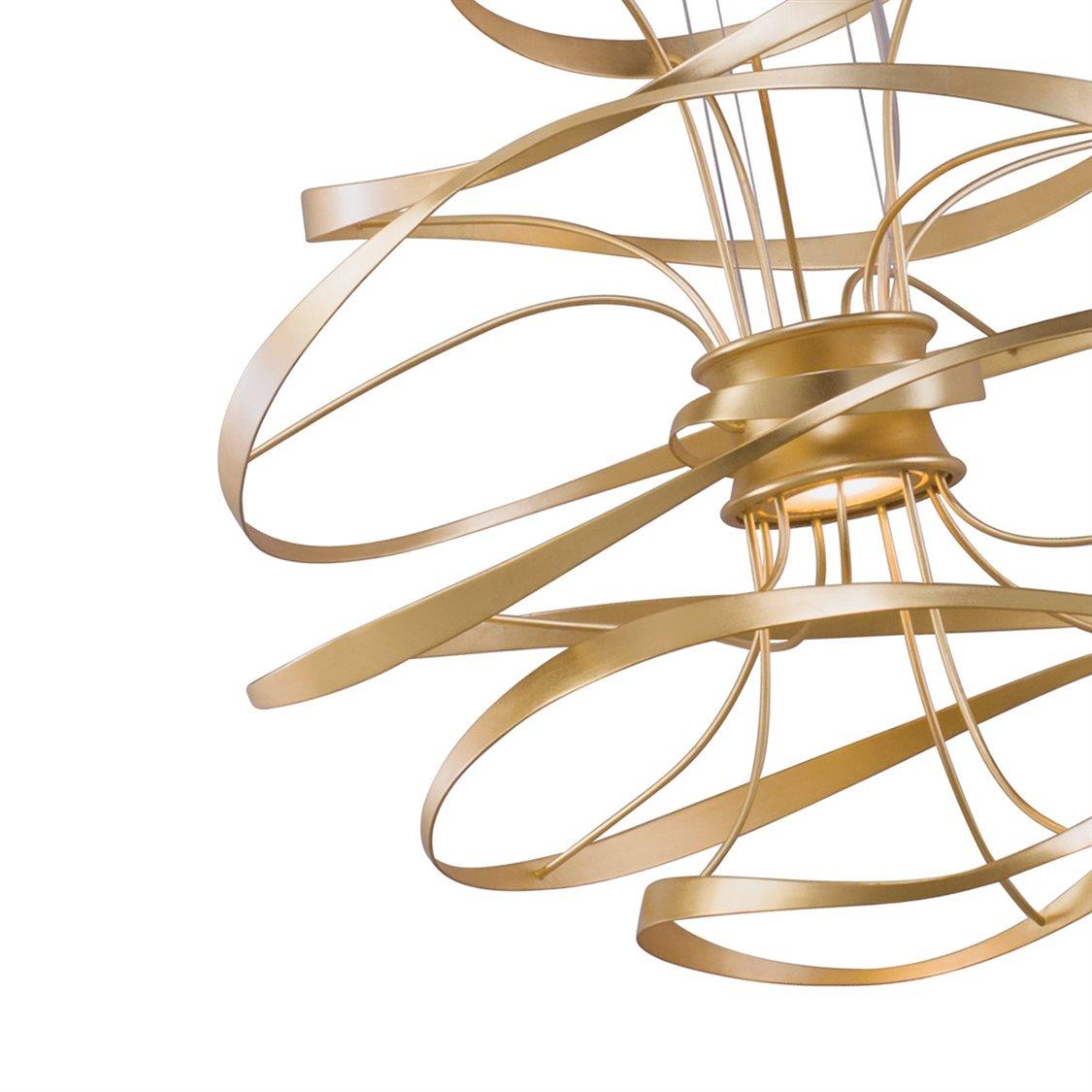 Corbett Lighting Calligraphy 2-Light Gold Leaf Polished Stainless Steel LED Geometric Pendant