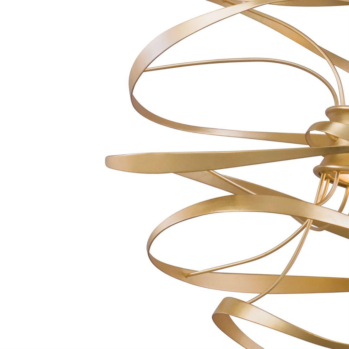 Corbett Lighting Calligraphy 2-Light Gold Leaf Polished Stainless Steel LED Geometric Pendant