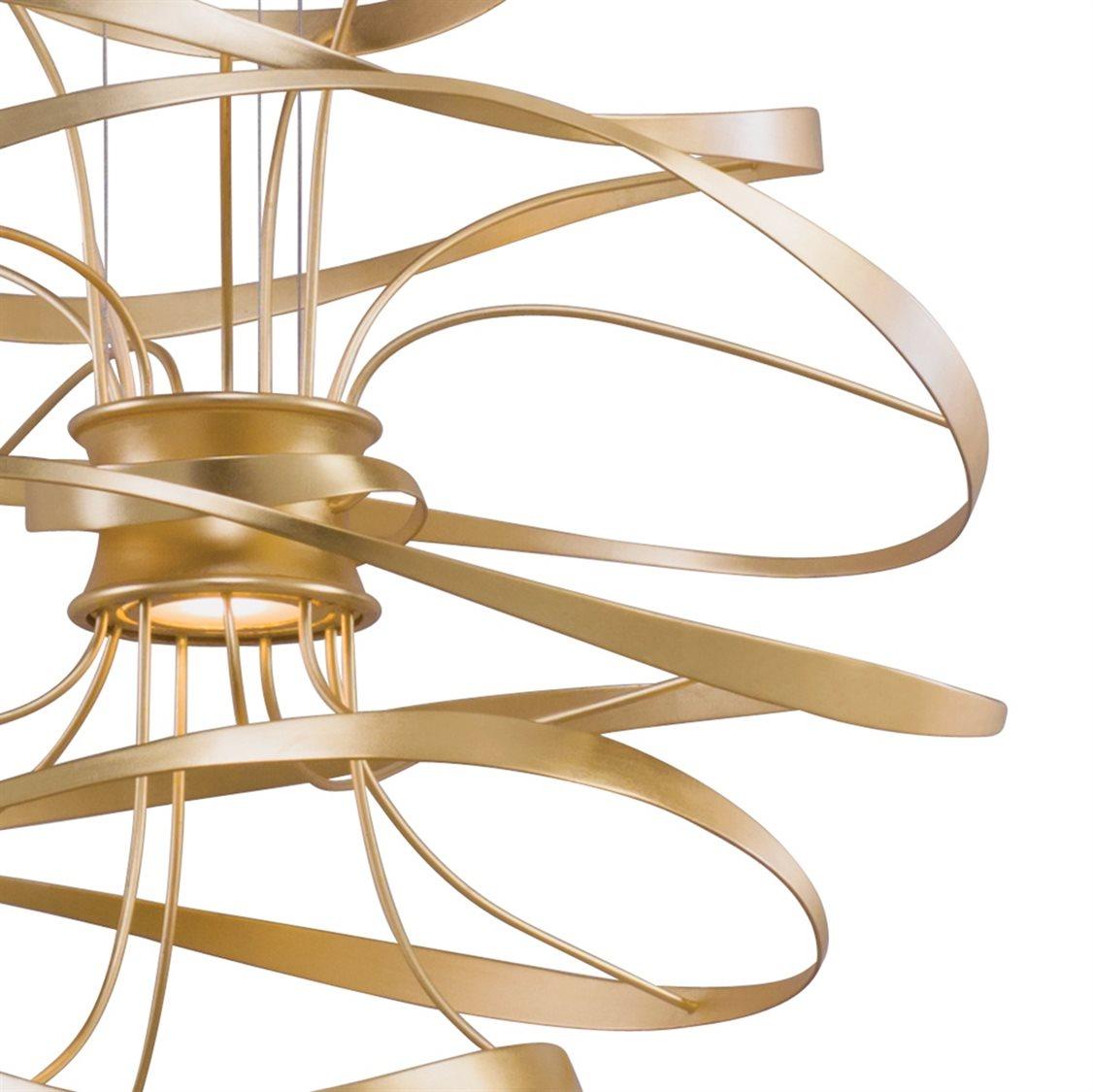 Corbett Lighting Calligraphy 2-Light Gold Leaf Polished Stainless Steel LED Geometric Pendant