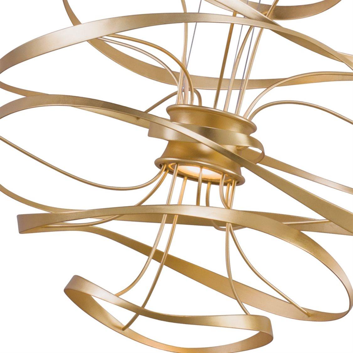 Corbett Lighting Calligraphy 2-Light Gold Leaf Polished Stainless Steel LED Geometric Pendant