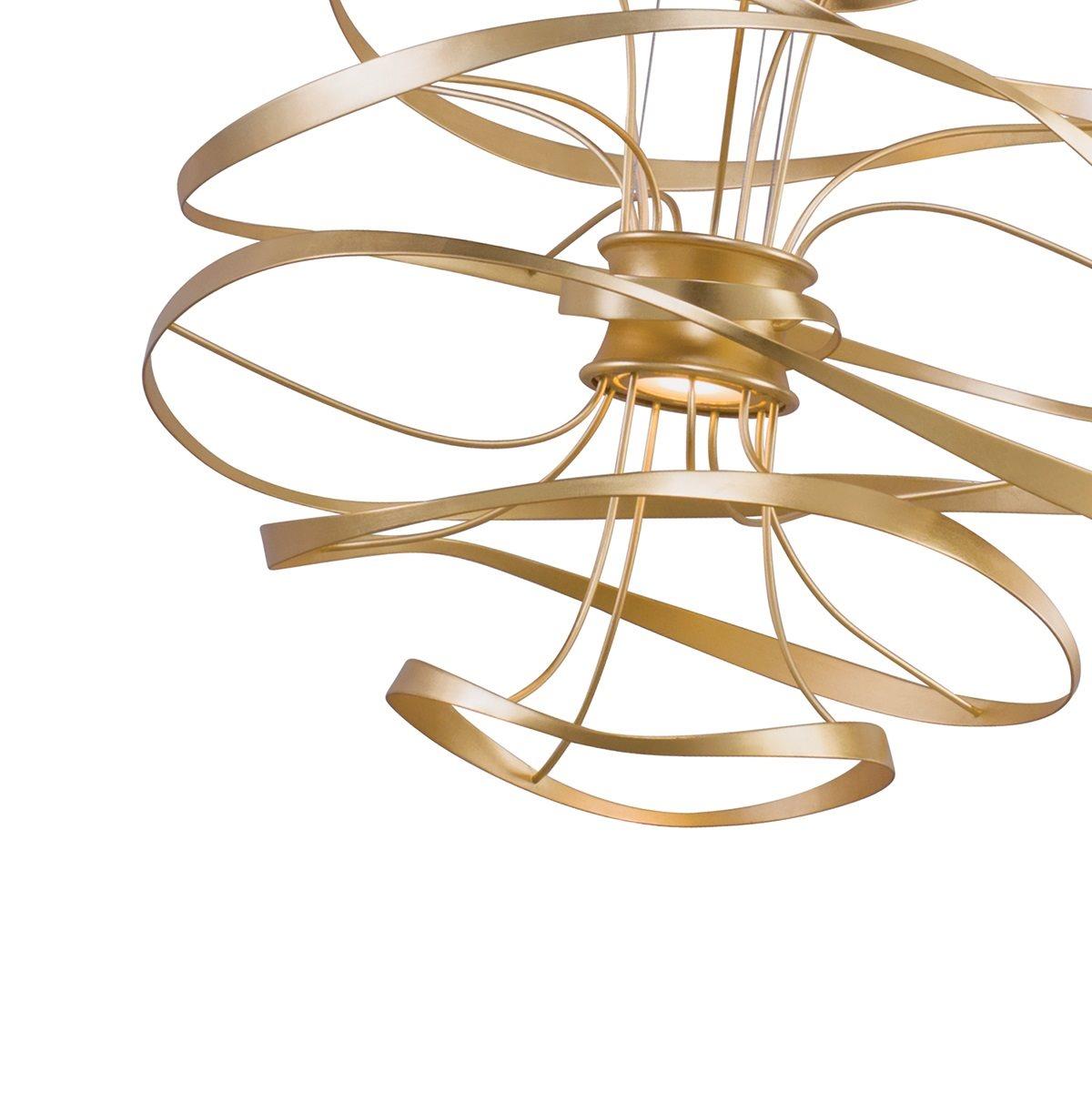 Corbett Lighting Calligraphy 2-Light Gold Leaf Polished Stainless Steel LED Geometric Pendant