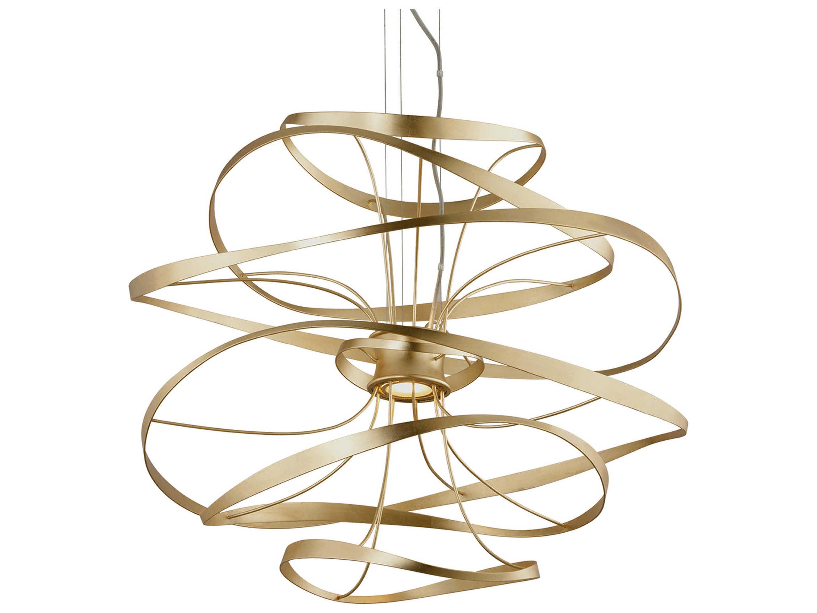 Corbett Lighting Calligraphy 2-Light Gold Leaf Polished Stainless Silver LED Pendant