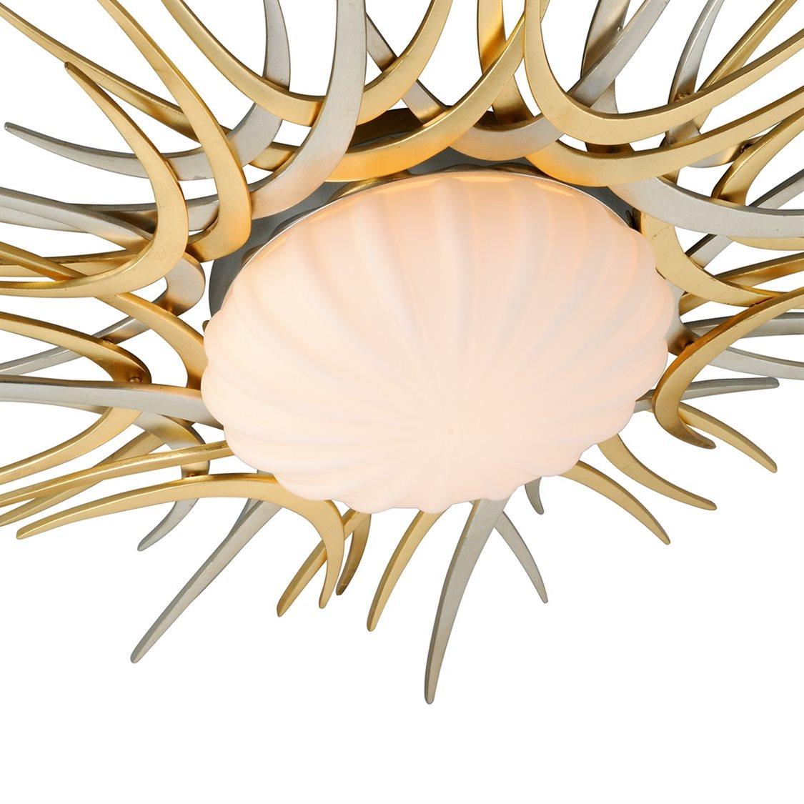 Corbett Lighting Helios 1-Light Silver And Gold Leaf Glass LED Flush Mount