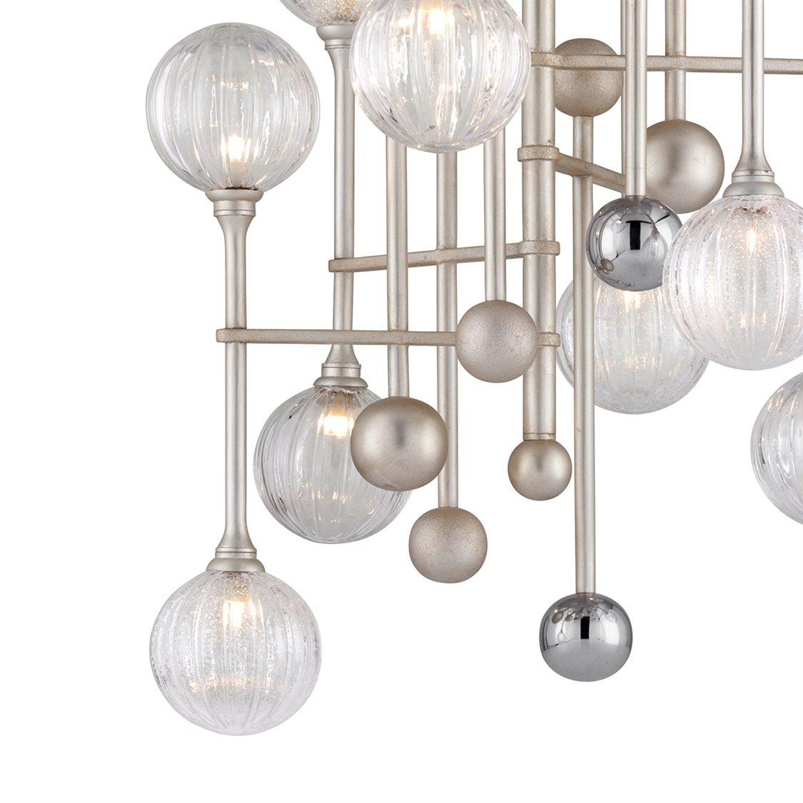 Corbett Lighting Majorette 12-Light Silver Leaf Polished Chrome Glass Globe Pendant