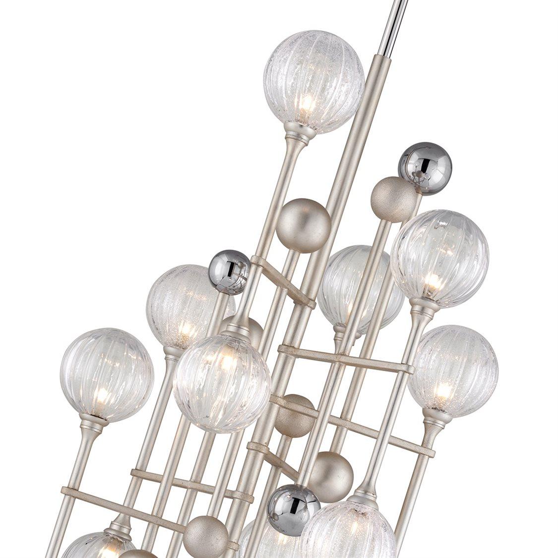 Corbett Lighting Majorette 12-Light Silver Leaf Polished Chrome Glass Globe Pendant