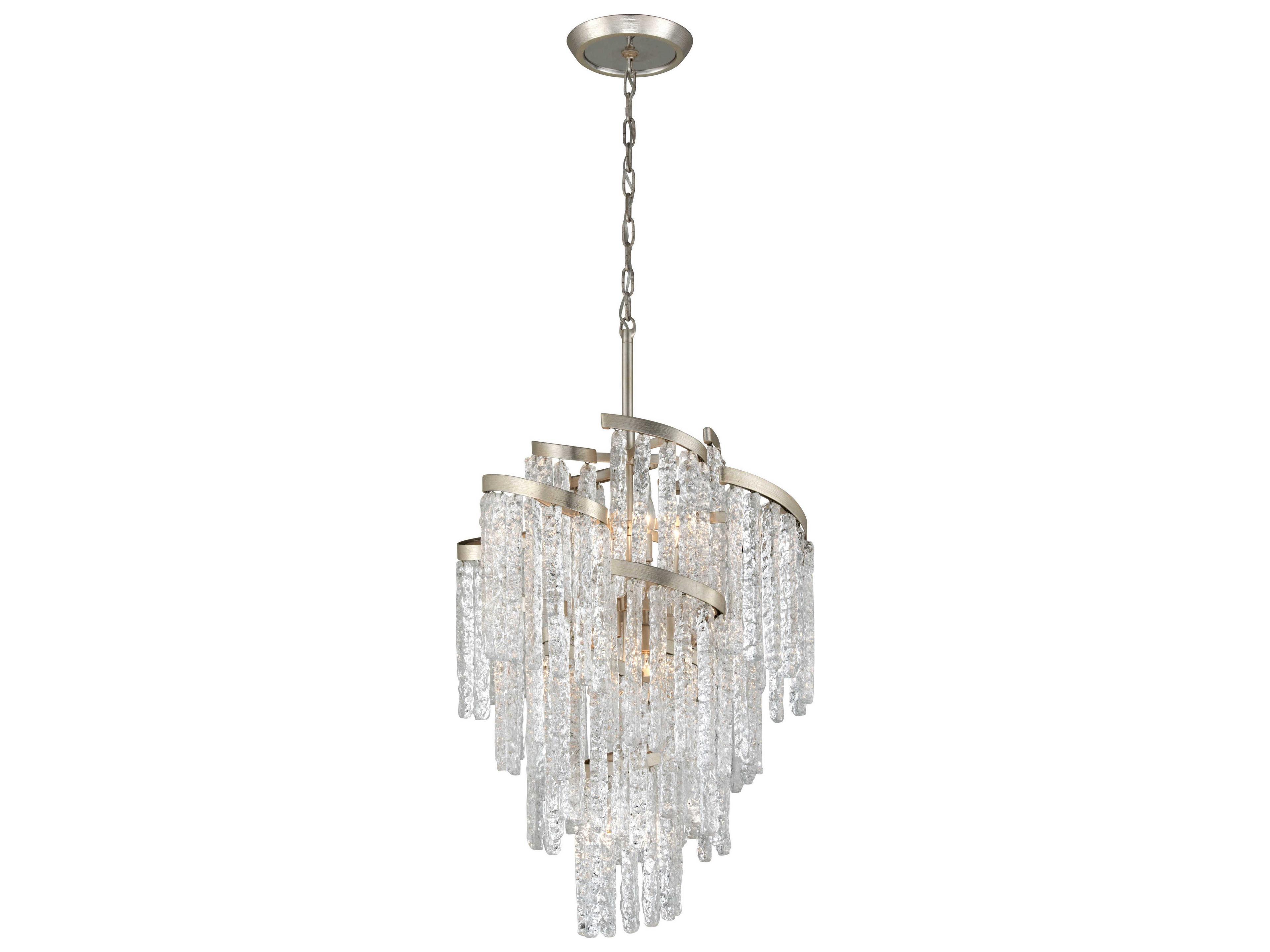 Corbett Lighting Mont Blanc 9-Light Modern Silver Leaf Glass Pendant