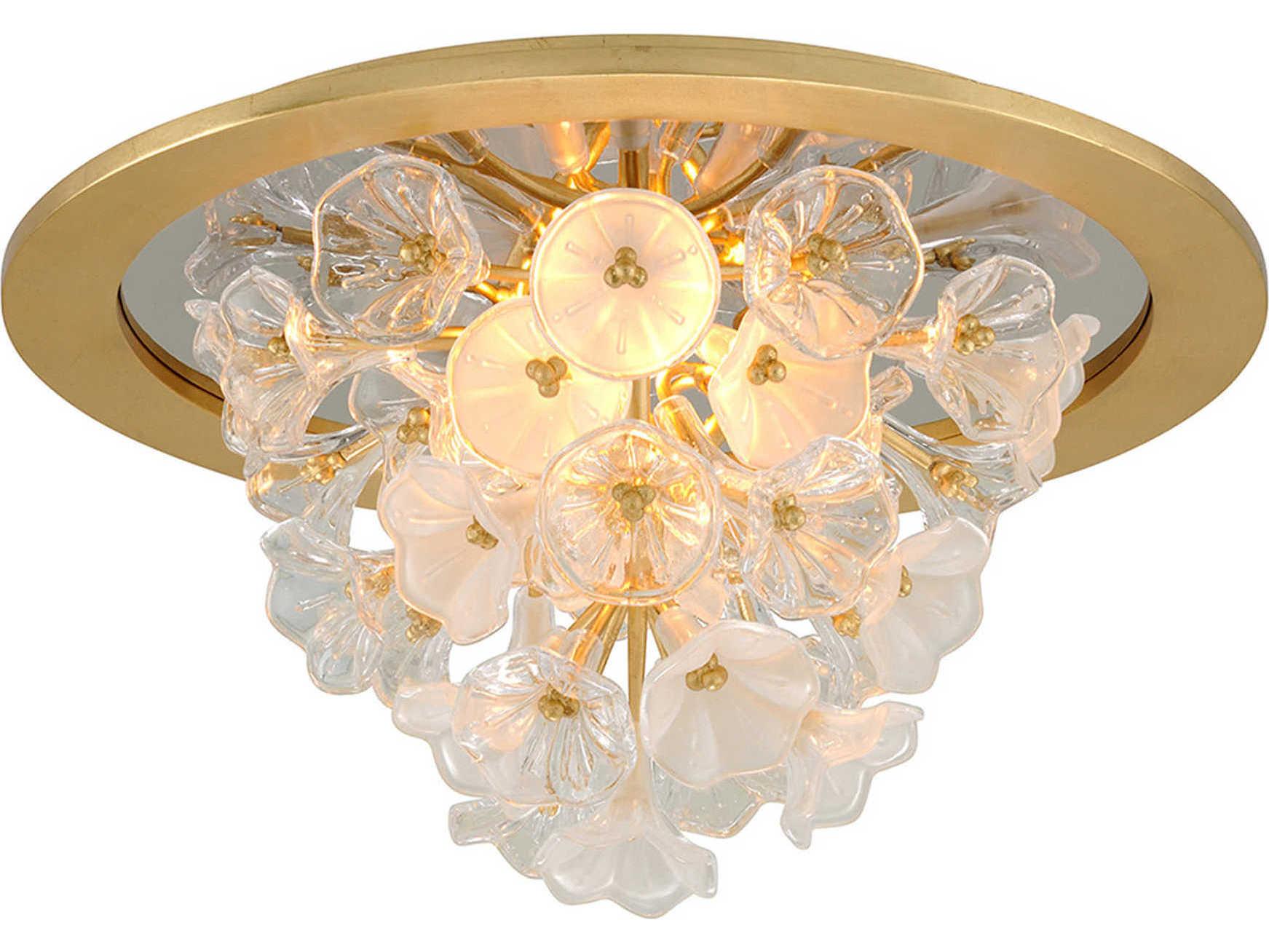 Corbett Lighting Jasmine 3-Light Gold Leaf Glass LED Flush Mount