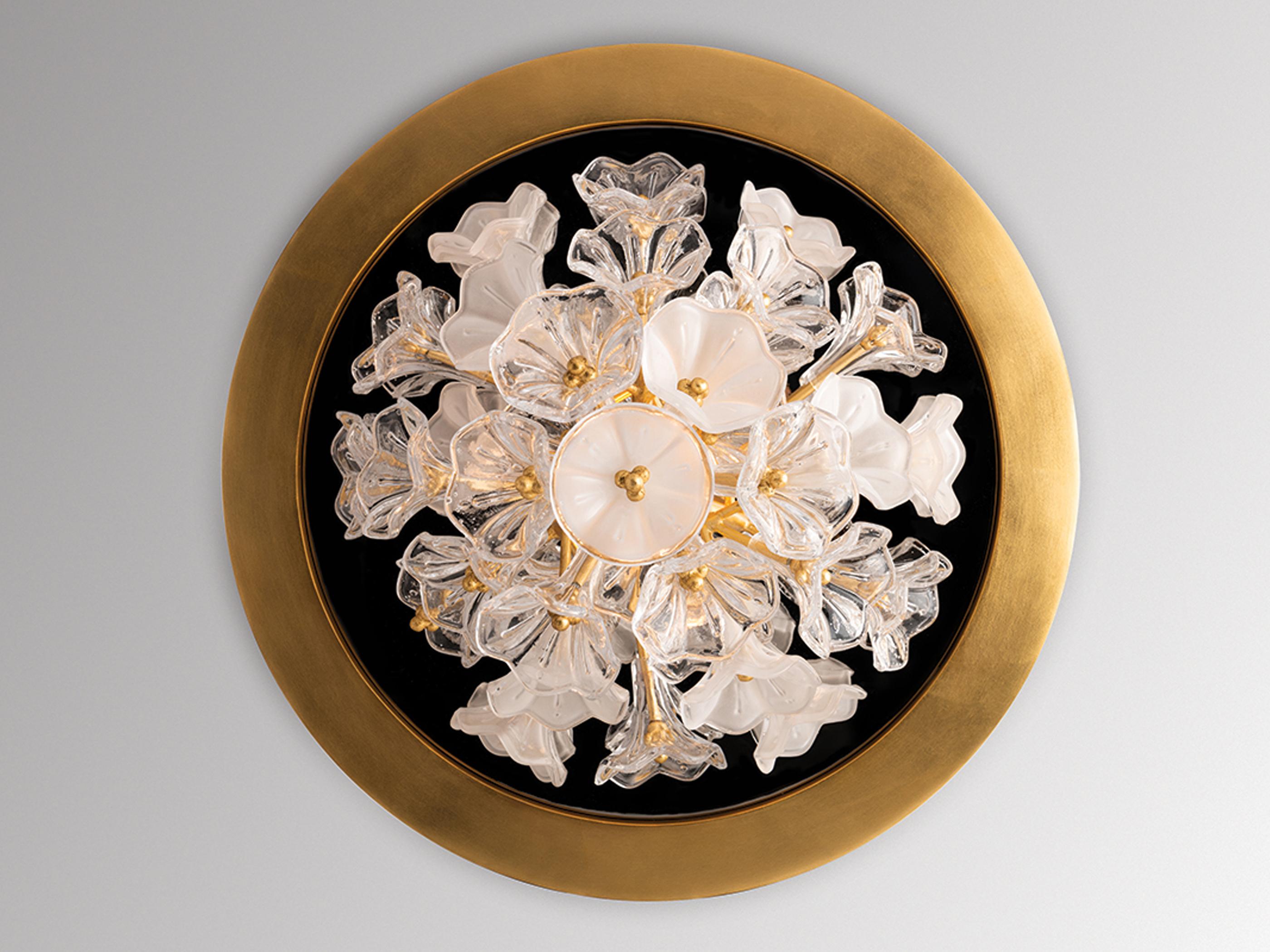 Corbett Lighting Jasmine 3-Light Gold Leaf Glass LED Flush Mount