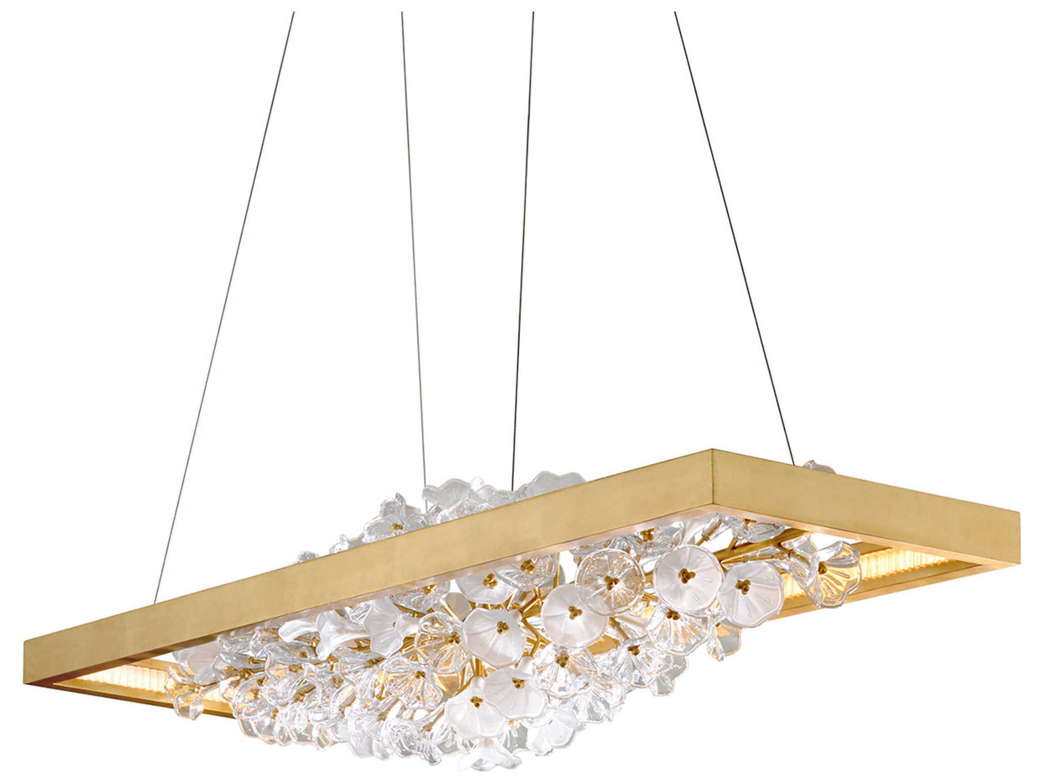 Corbett Lighting Jasmine 1-Light Gold Leaf Glass LED Linear Island Pendant