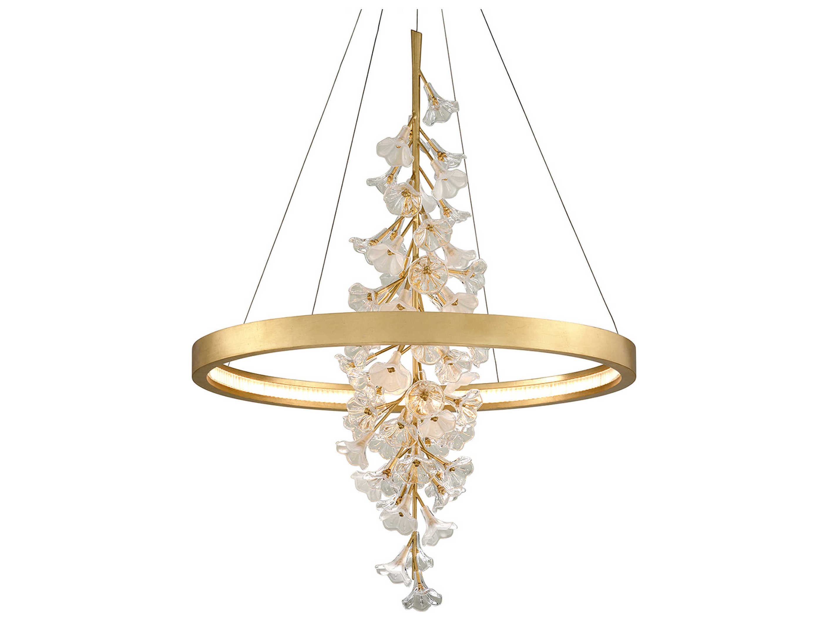 Corbett Lighting Jasmine 1-Light Gold Leaf Glass LED Round Pendant