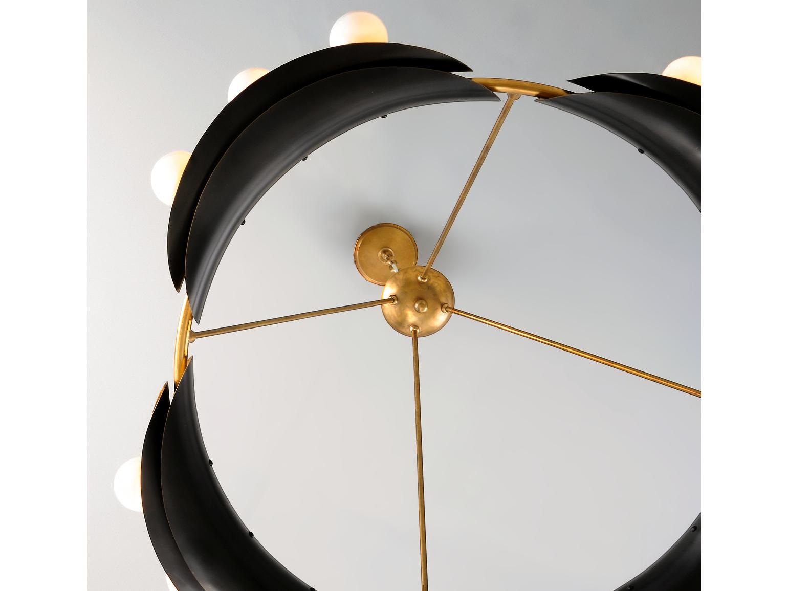 Corbett Lighting Hopper 9-Light Vintage Brass Bronze Glass Round Pendant