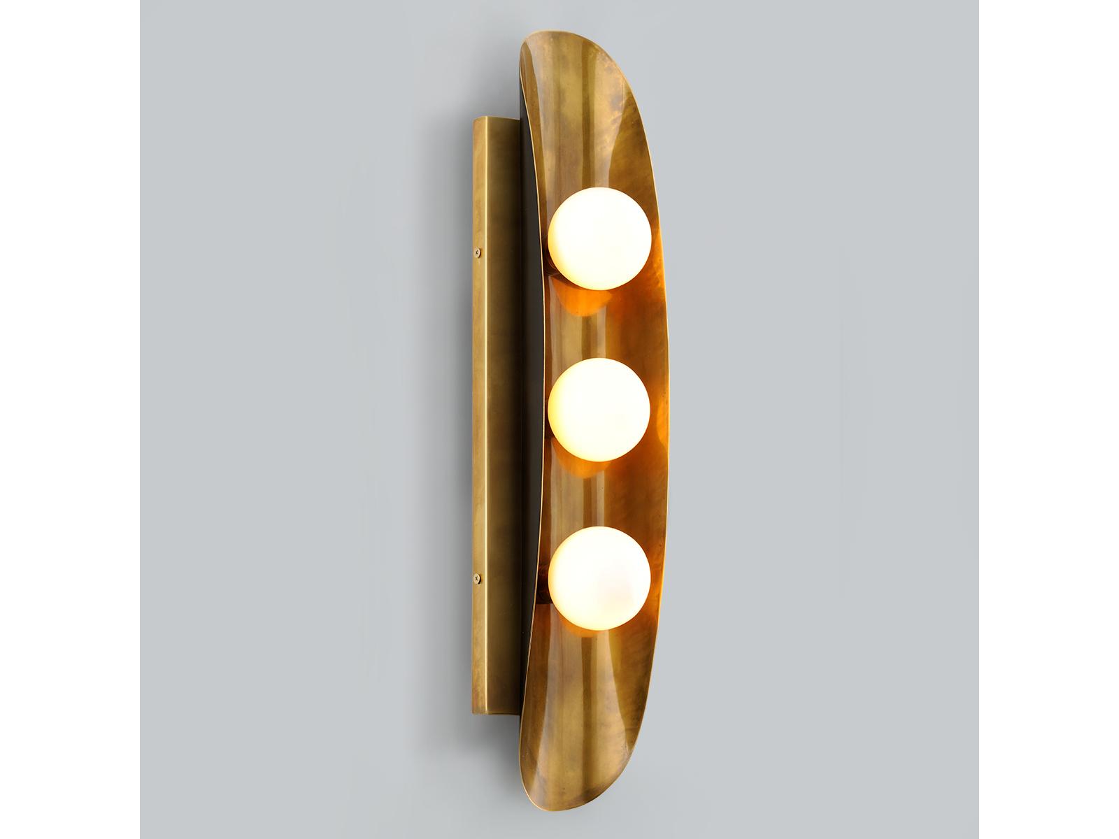 Corbett Lighting Hopper 3-Light Vintage Brass Bronze Glass Wall Sconce