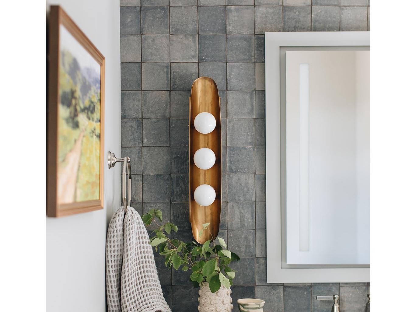 Corbett Lighting Hopper 3-Light Vintage Brass Bronze Glass Wall Sconce