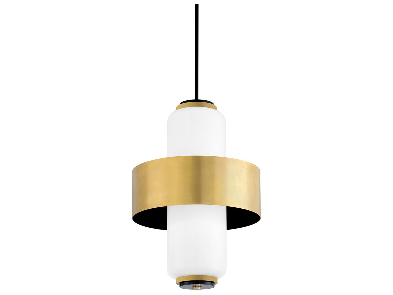 Corbett Lighting Melrose 4-Light Vintage Brass White Glass Geometric Pendant