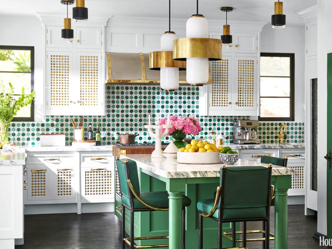 Corbett Lighting Melrose 6-Light Vintage Brass White Glass Geometric Pendant