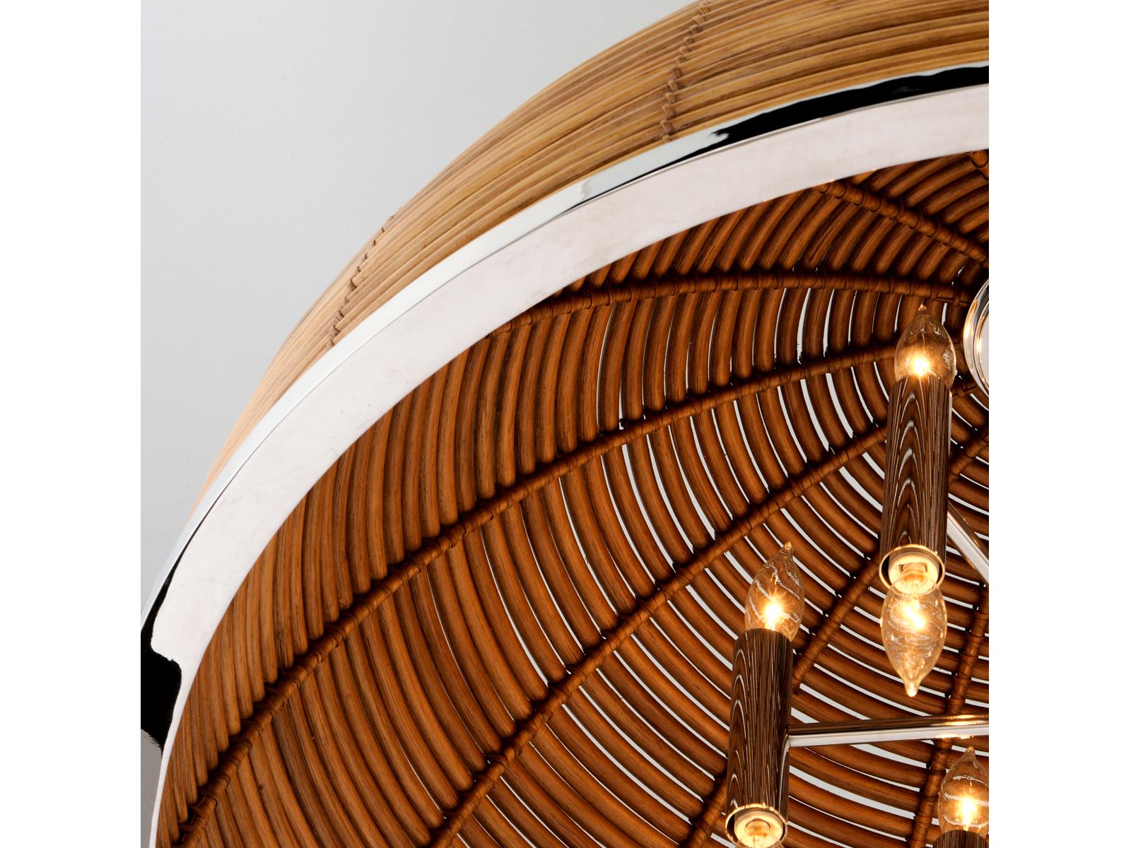 Corbett Lighting Carayes 3-Light Natural Rattan Stainless Steel Brown Dome Chandelier