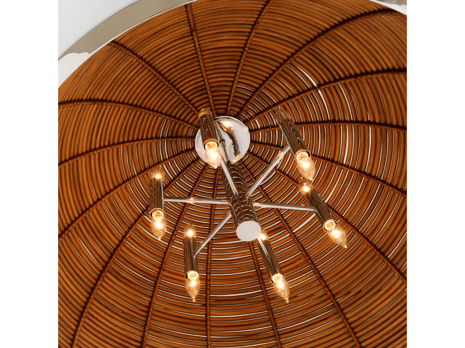 Corbett Lighting Carayes 8-Light Natural Rattan Stainless Steel Brown Dome Chandelier