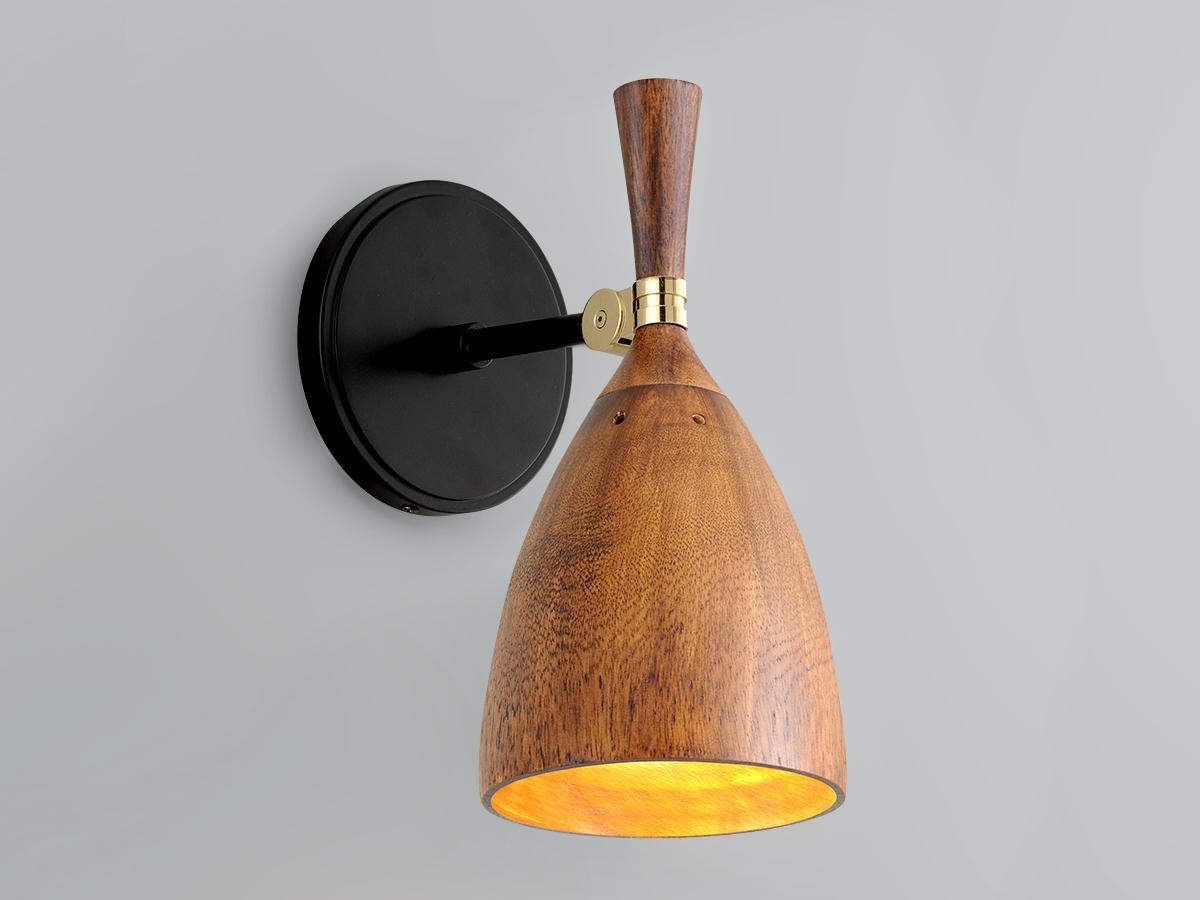 Corbett Lighting Utopia 1-Light Satin Black Polished Brass Wood LED Wall Sconce