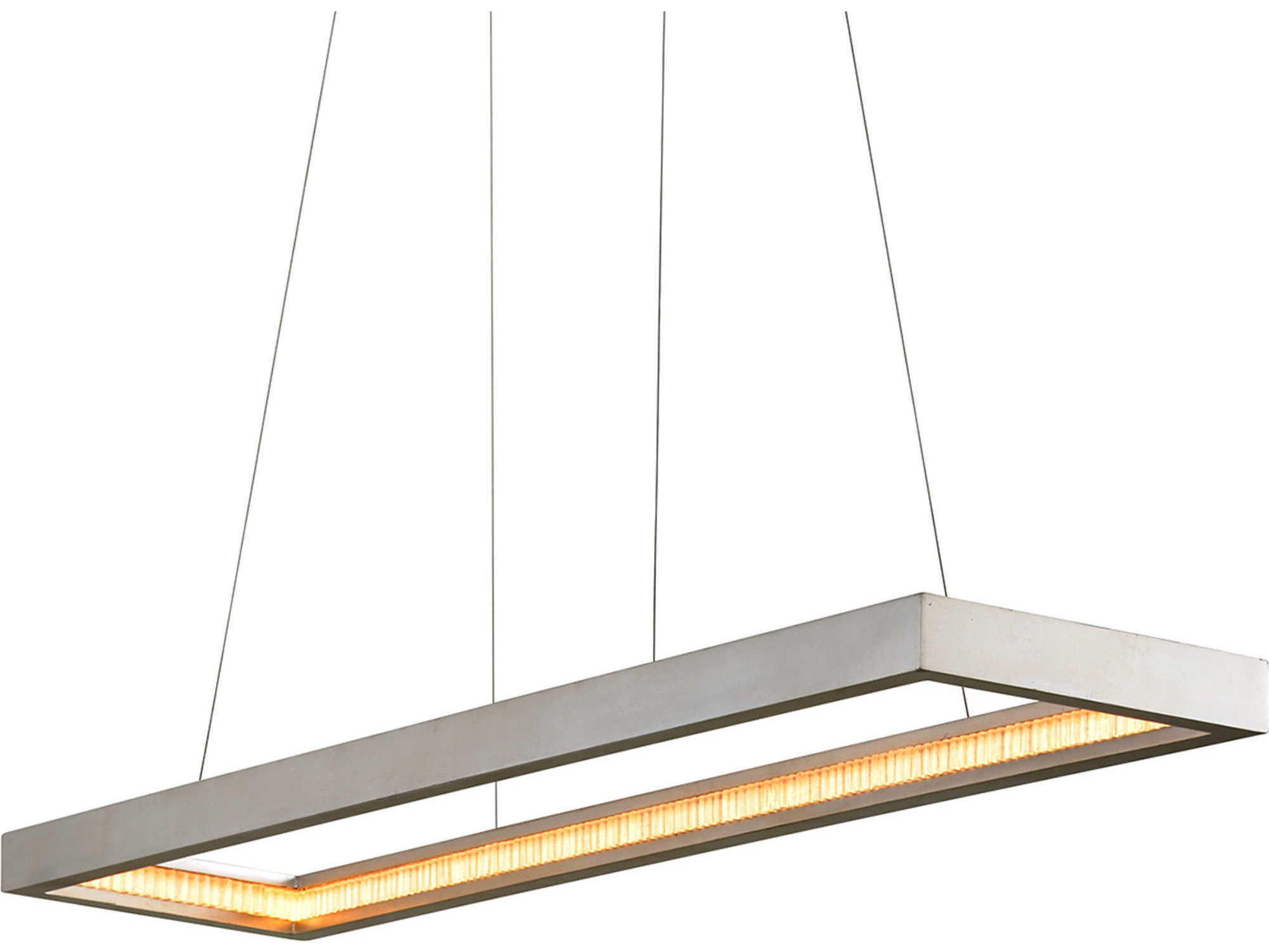 Corbett Lighting Jasmine 1-Light Silver Leaf Glass LED Linear Island Pendant