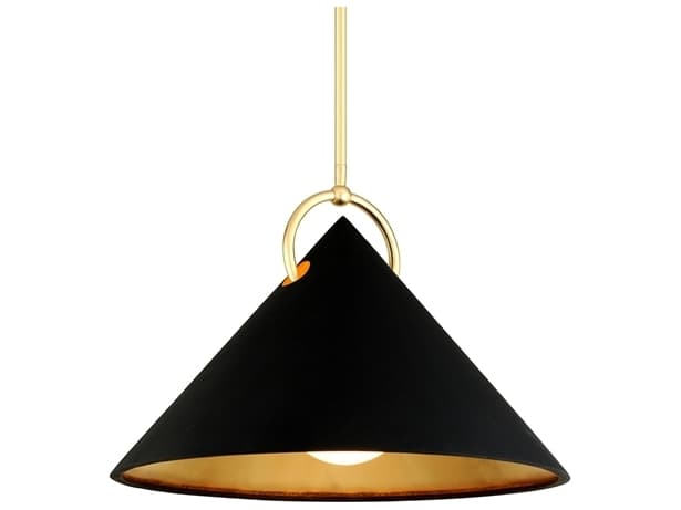 Corbett Lighting Charm 1-Light Black Gold Leaf Glass Pendant