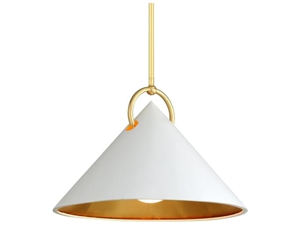 Corbett Lighting Charm 1-Light White Gold Leaf Glass Pendant