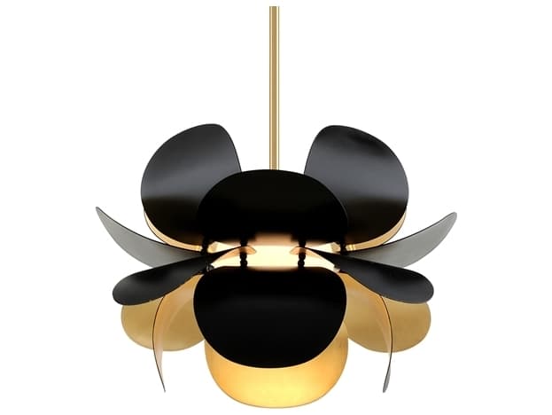 Corbett Lighting Ginger 1-Light Black Gold Leaf Glass Pendant