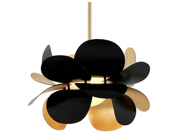 Corbett Lighting Ginger 1-Light Black Gold Leaf Glass Pendant