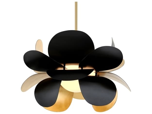 Corbett Lighting Ginger 1-Light Black Gold Leaf Glass Pendant