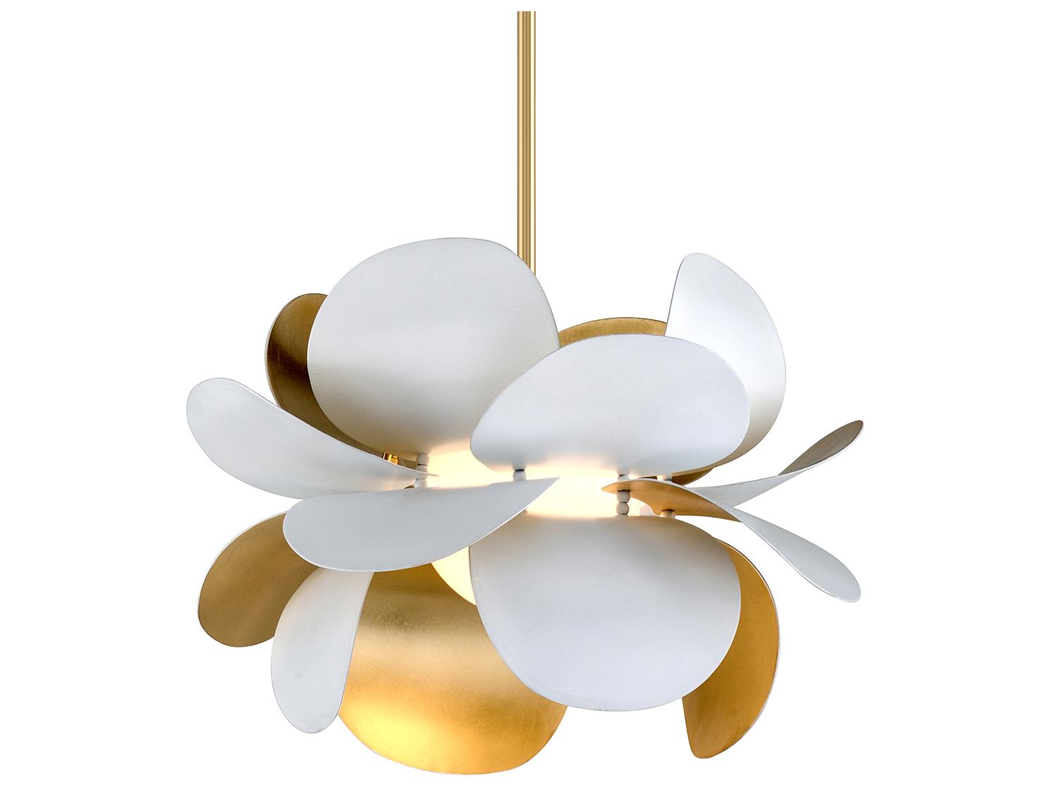 Corbett Lighting Ginger 1-Light White Gold Leaf Glass Pendant