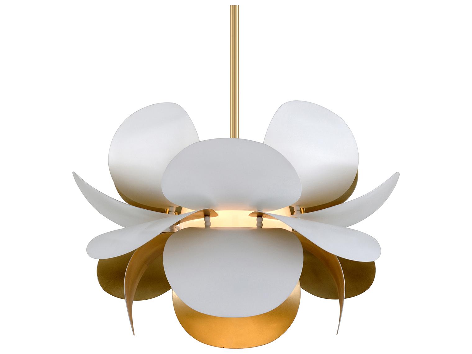 Corbett Lighting Ginger 1-Light White Gold Leaf Glass Pendant