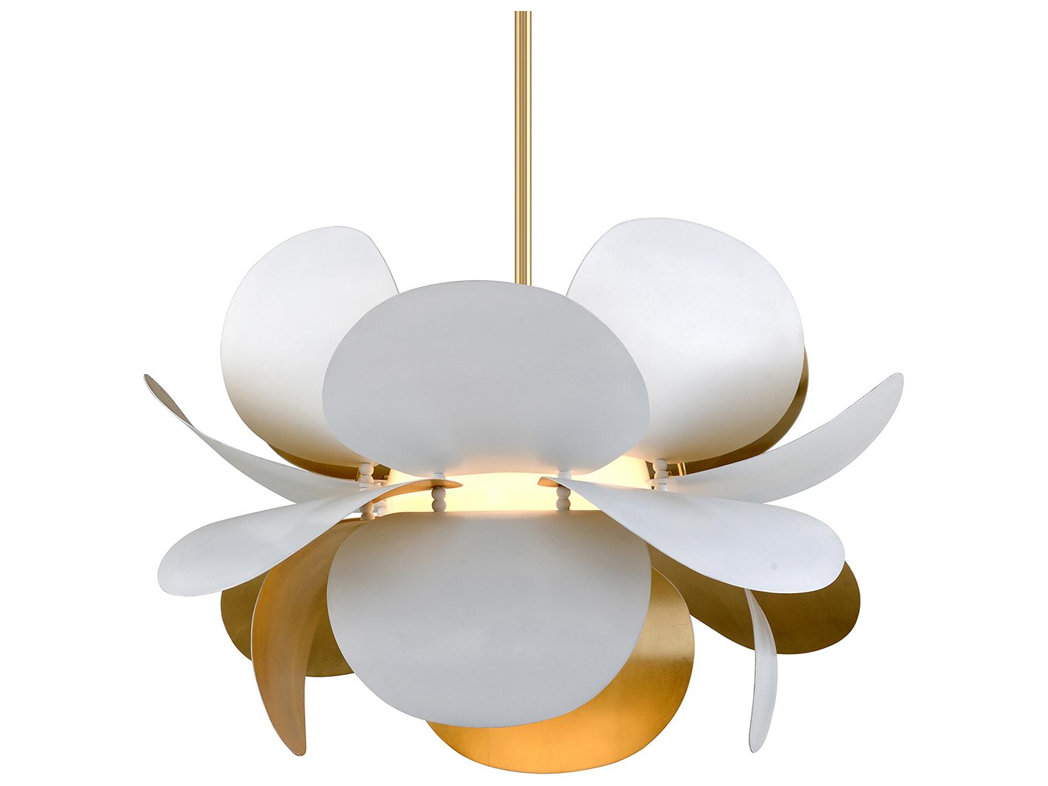 Corbett Lighting Ginger 1-Light White Gold Leaf Glass Pendant