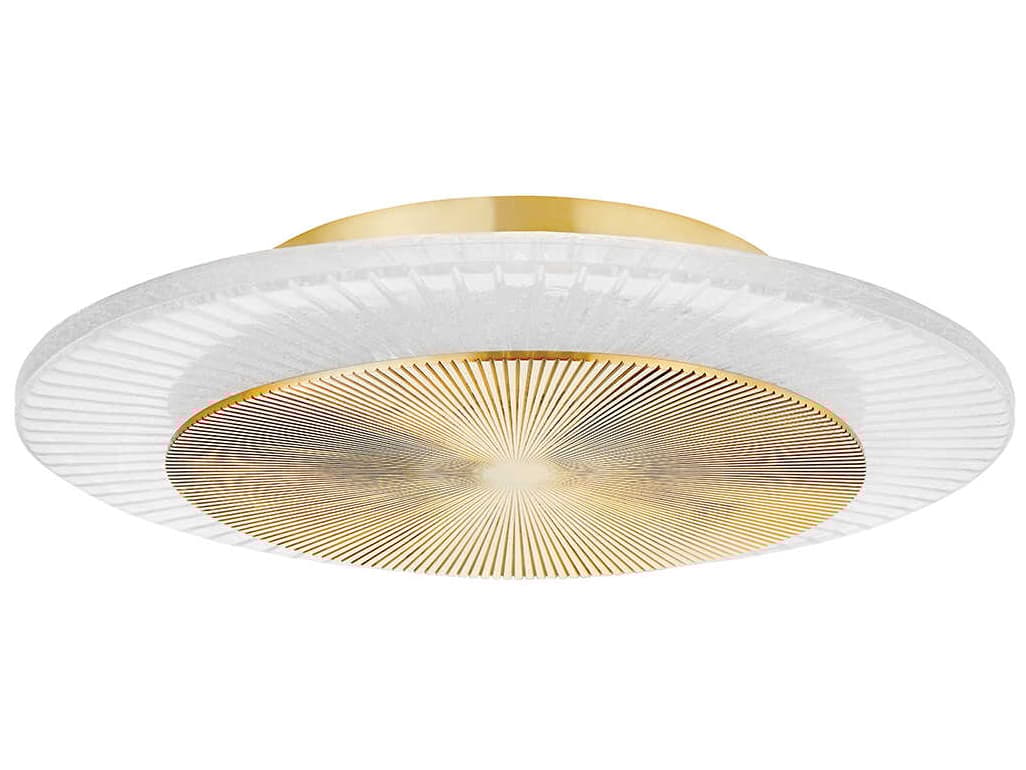 Corbett Lighting Topaz 1-Light Vintage Polished Brass Glass LED Round Flush Mount